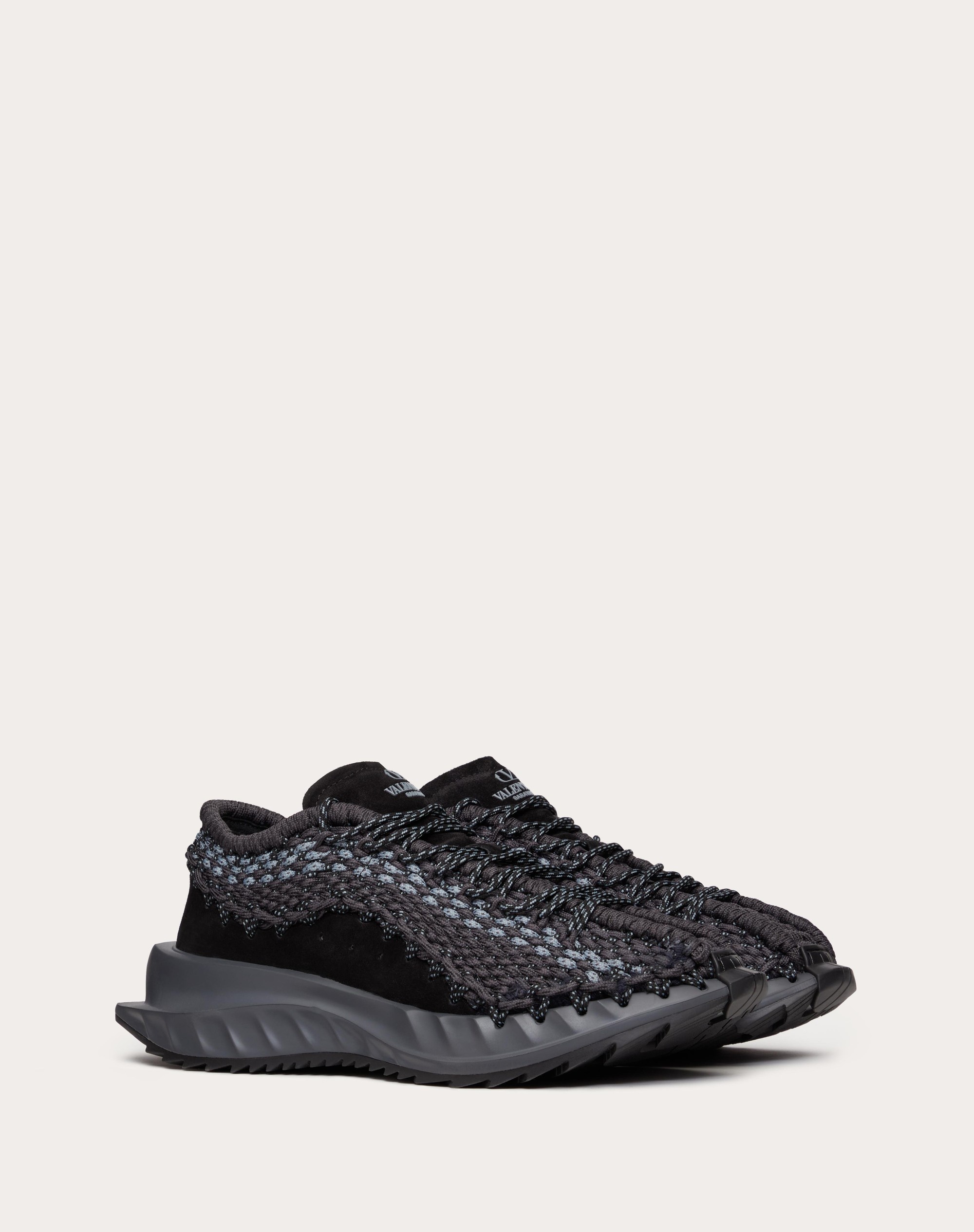 VALENTINO GARAVANI OUTDOOR CROCHET SNEAKERS IN FABRIC AND SUEDE - 2