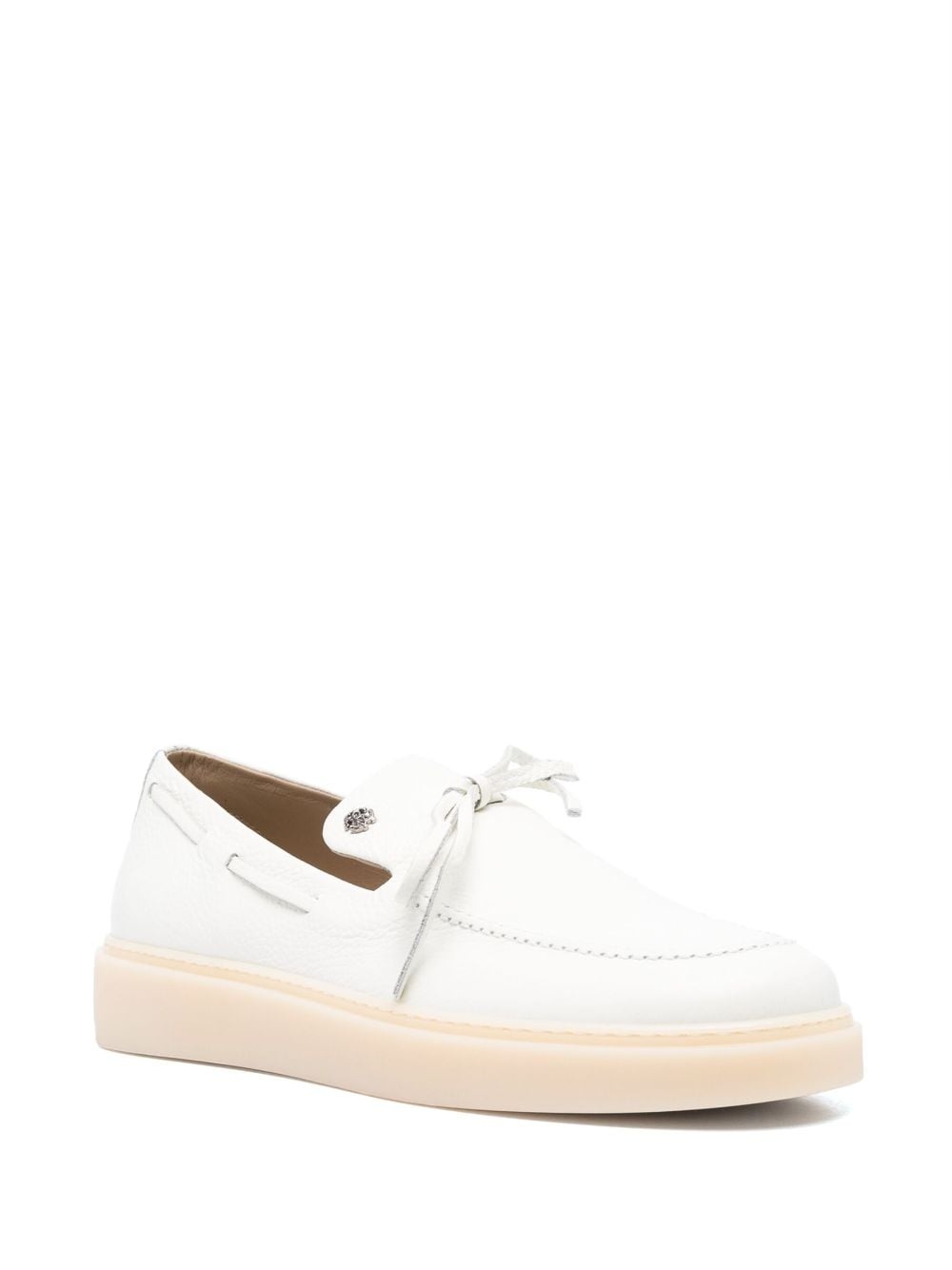 tied leather loafers - 2