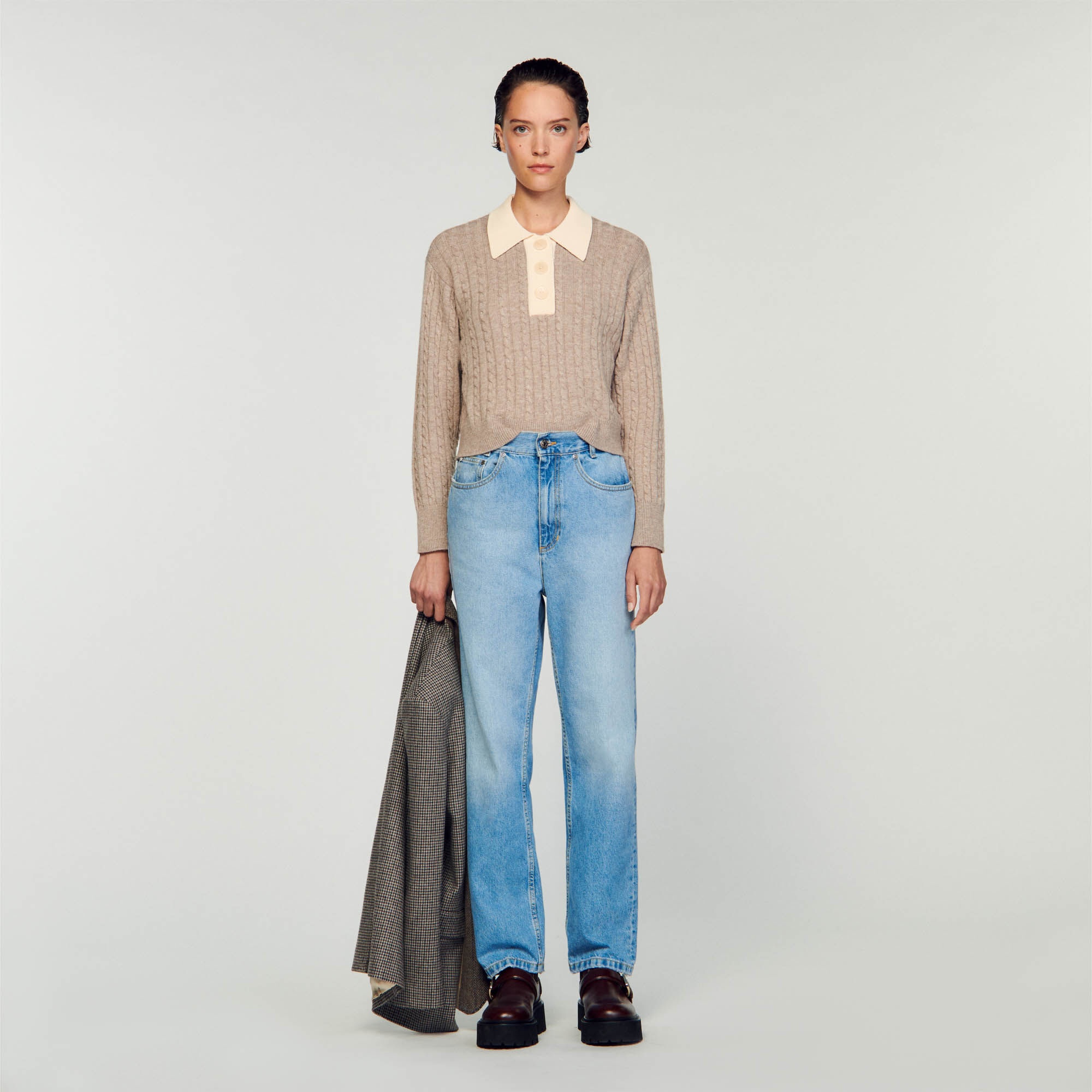 CROPPED CABLE-KNIT SWEATER - 2