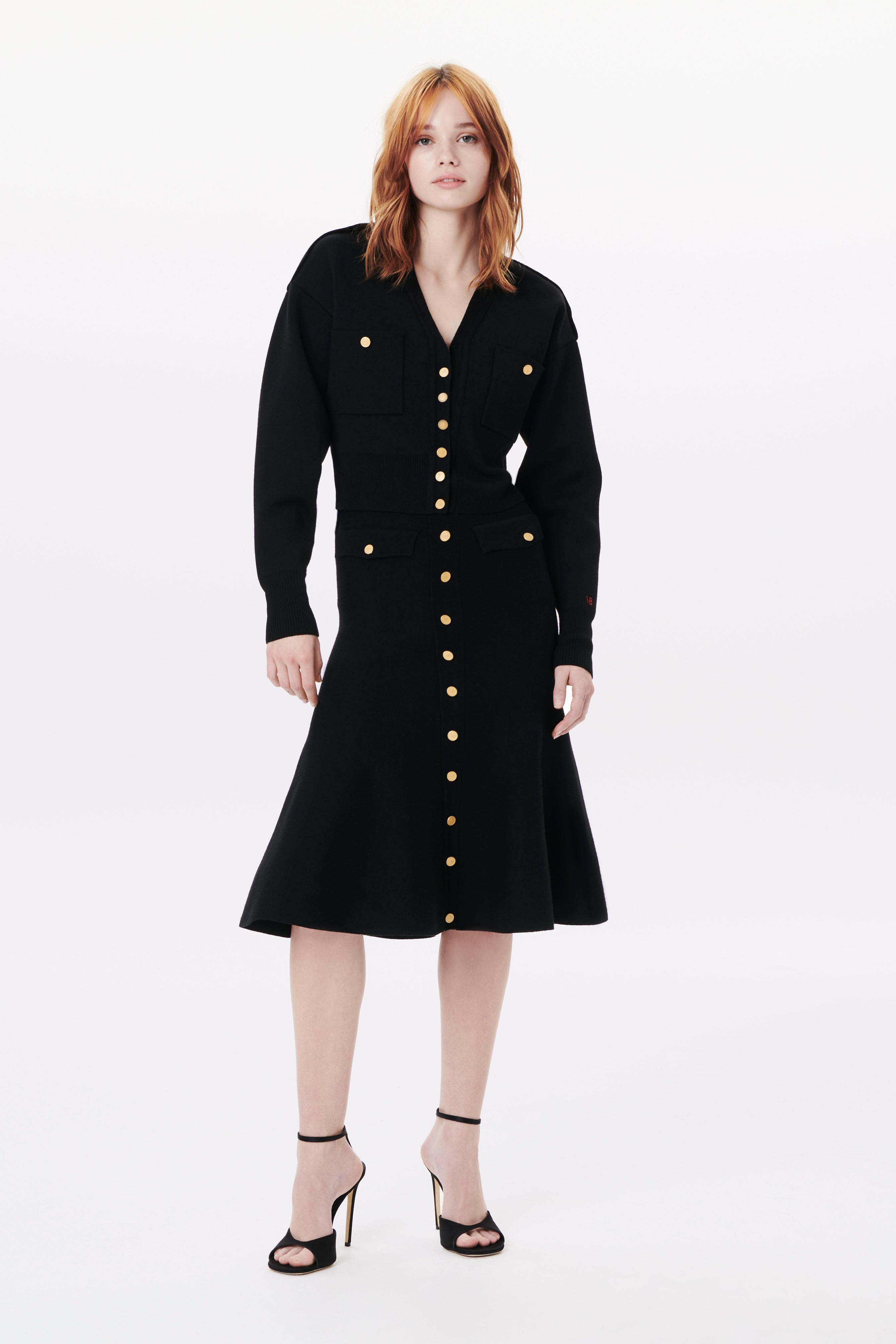 Button Detail Skirt in Black - 3