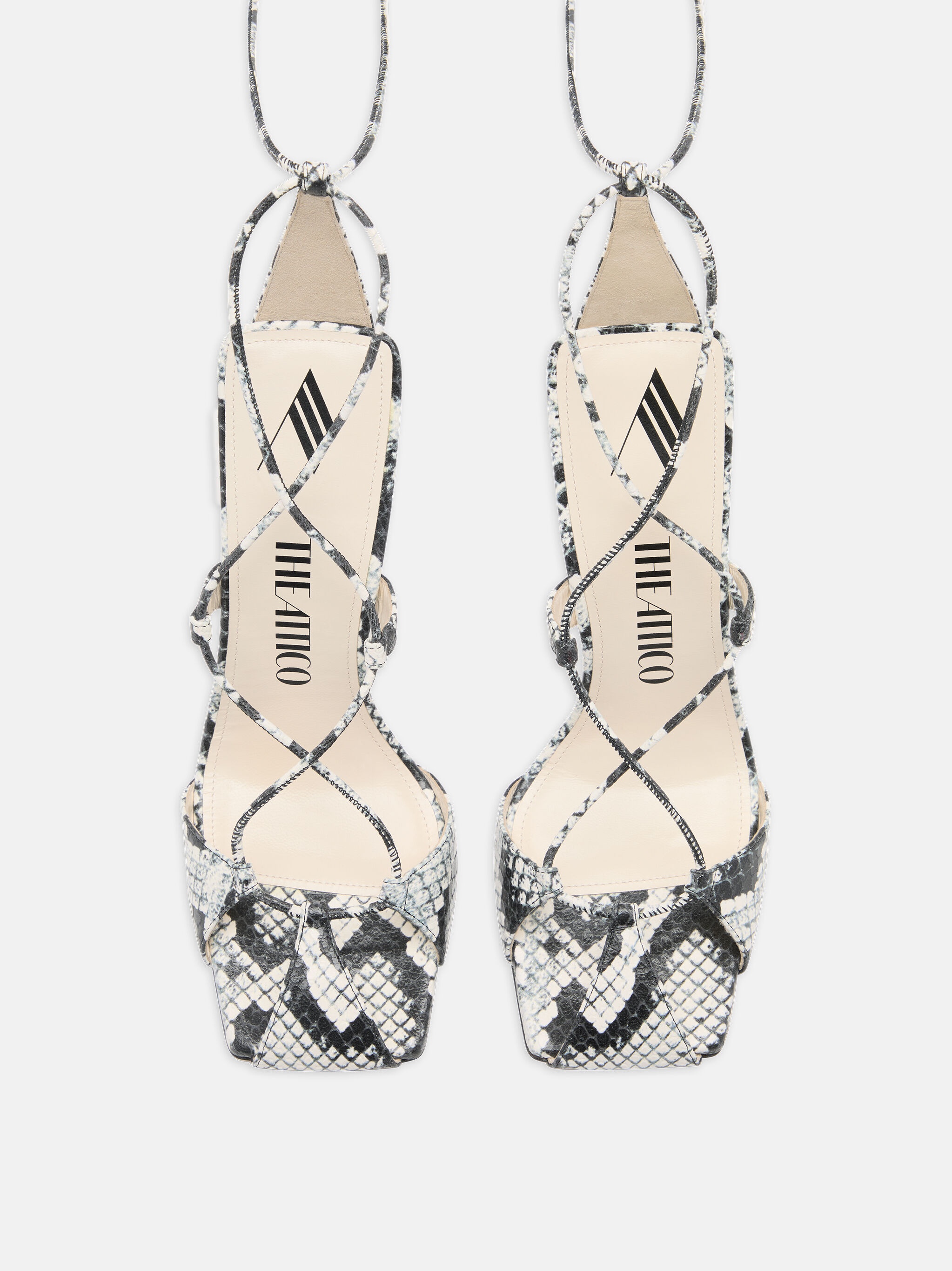 The Attico♦Adele レザーサンダル 105mm The Attico Adele 105mm snakeskin-print Sandals | Black