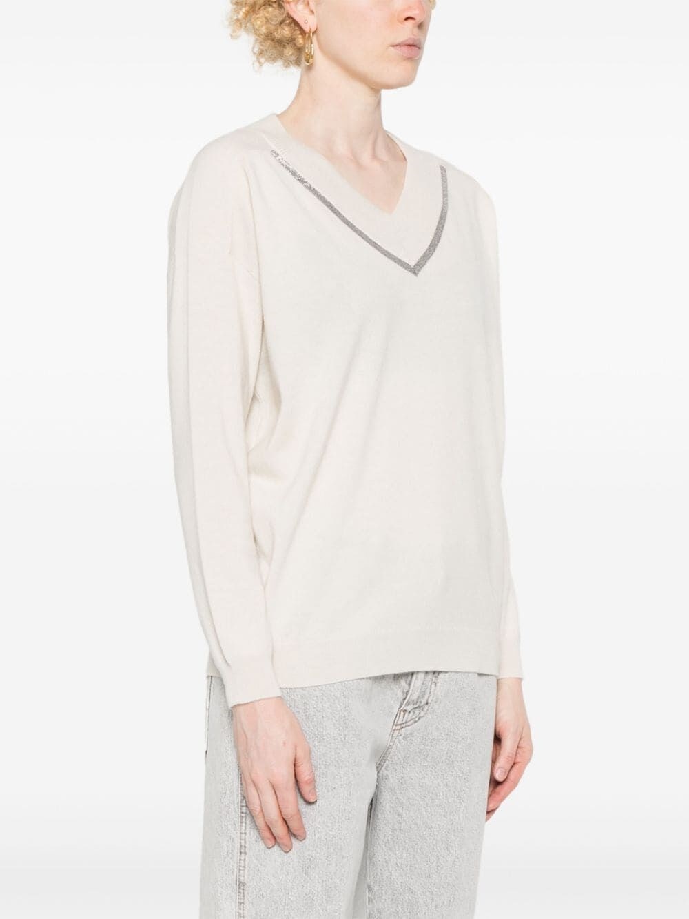 Long Sleeve V-Neck Sweater - 5