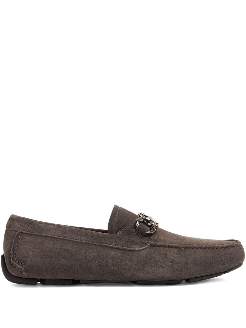 Gancini-detail suede loafers 1