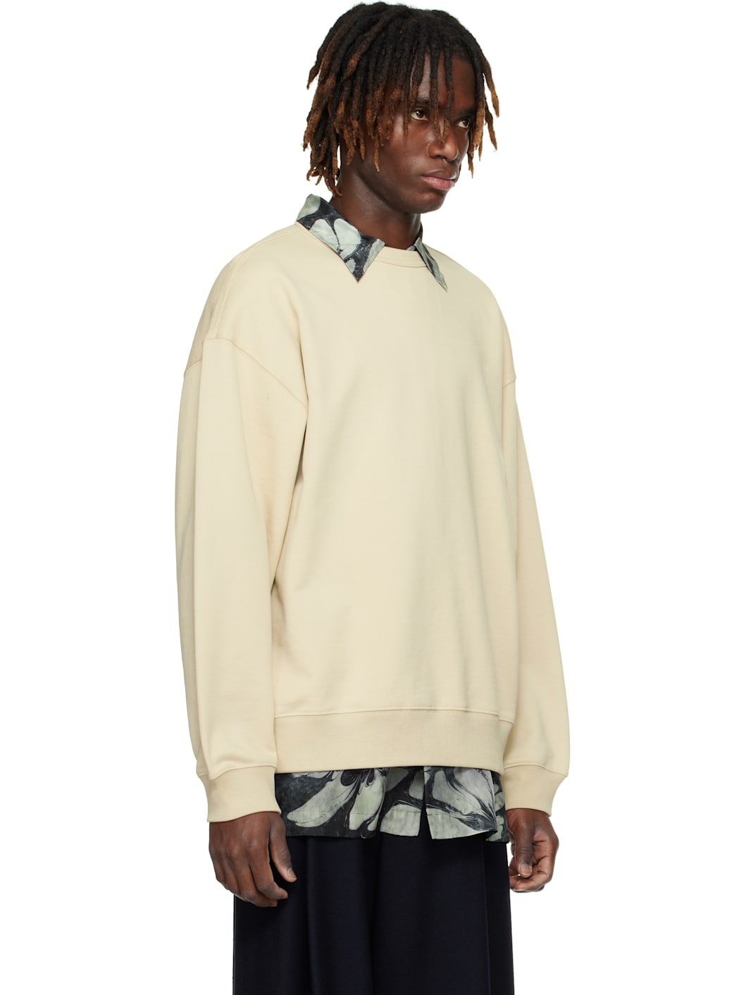Beige Dropped Shoulders Sweatshirt - 2