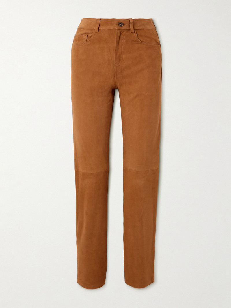 Viva Paso Paneled Suede Straight-leg Pants 1
