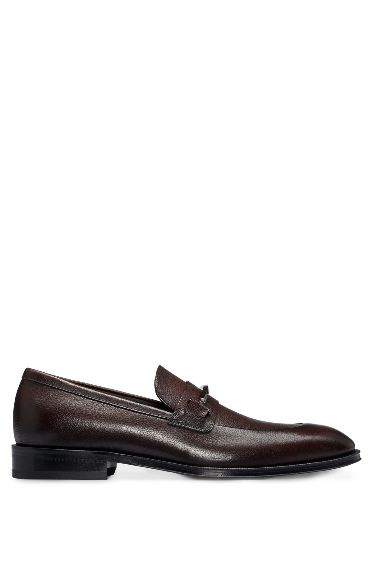 GRAINED-LEATHER LOAFERS WITH BRANDED TRIM AND APRON TOE - 1
