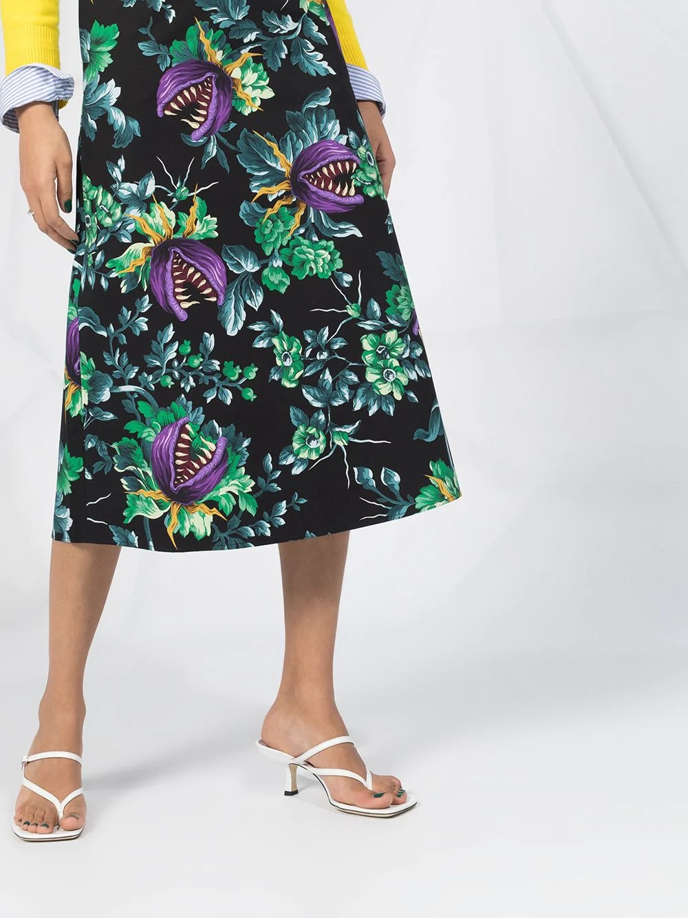 floral print cotton pencil skirt - 2