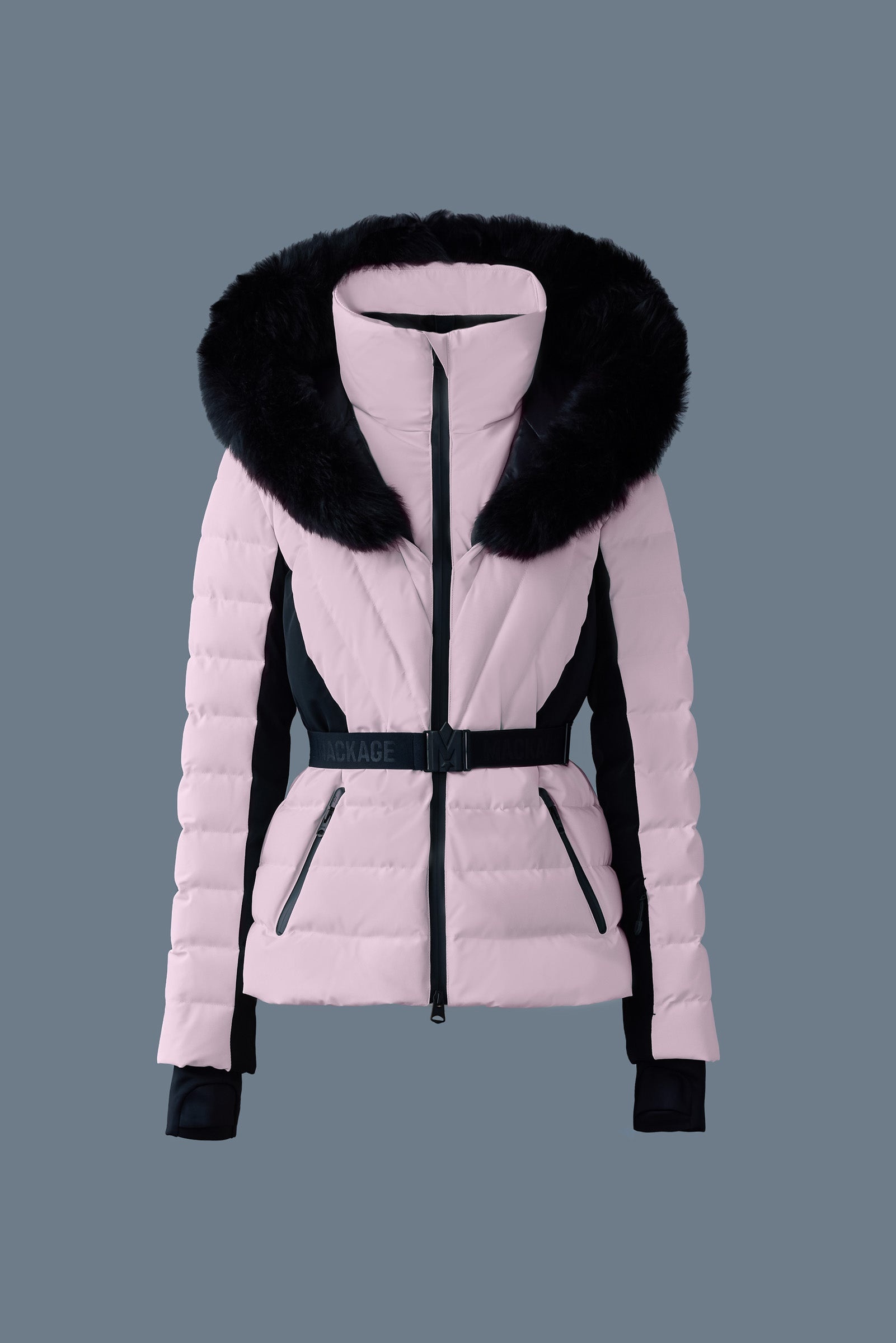ELITA Down ski jacket with removable blue fox fur trim - 1