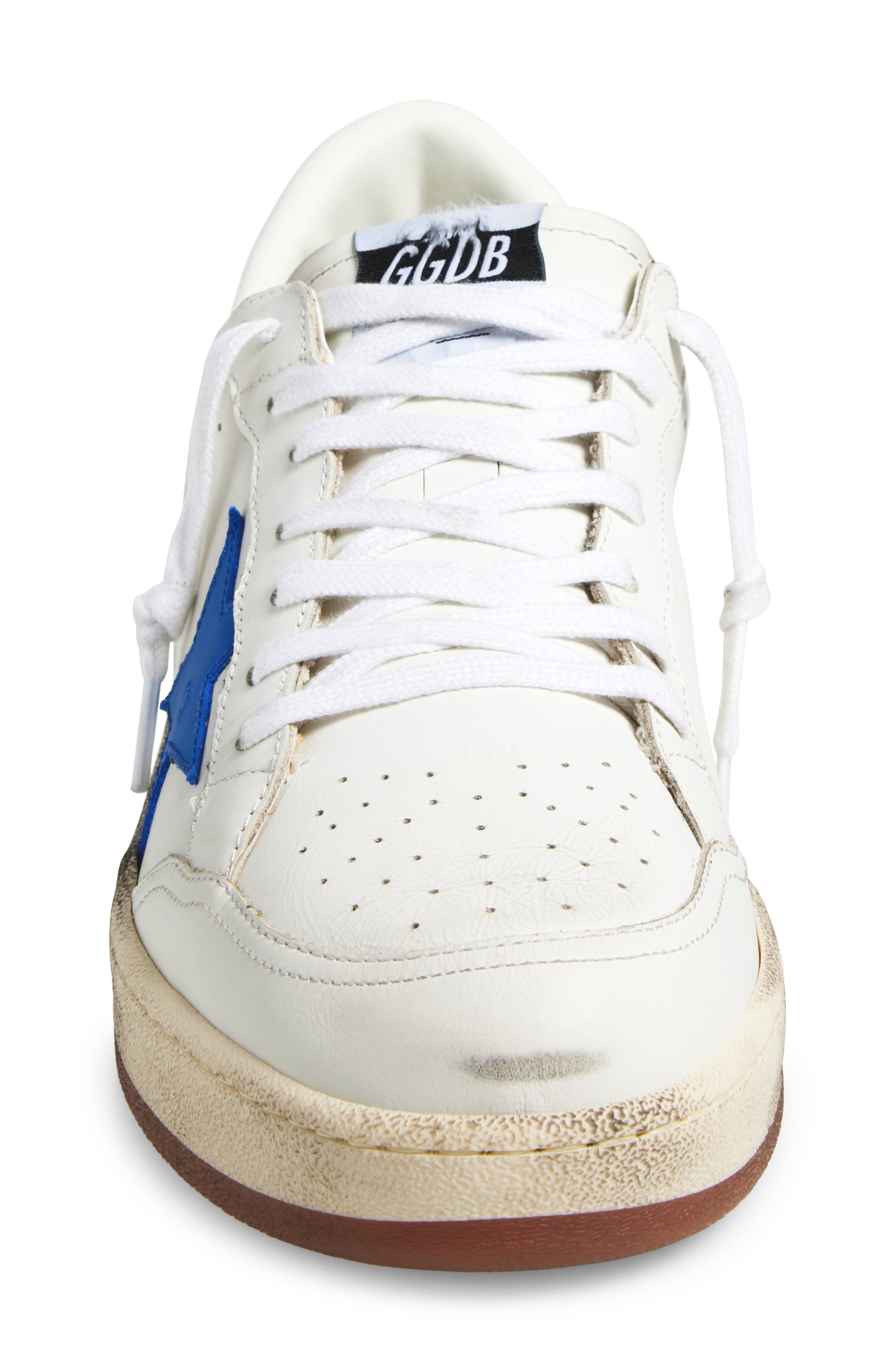 Golden Goose Ball Star Low Top Sneaker in Optic White/Blue/Silver at Nordstrom - 4