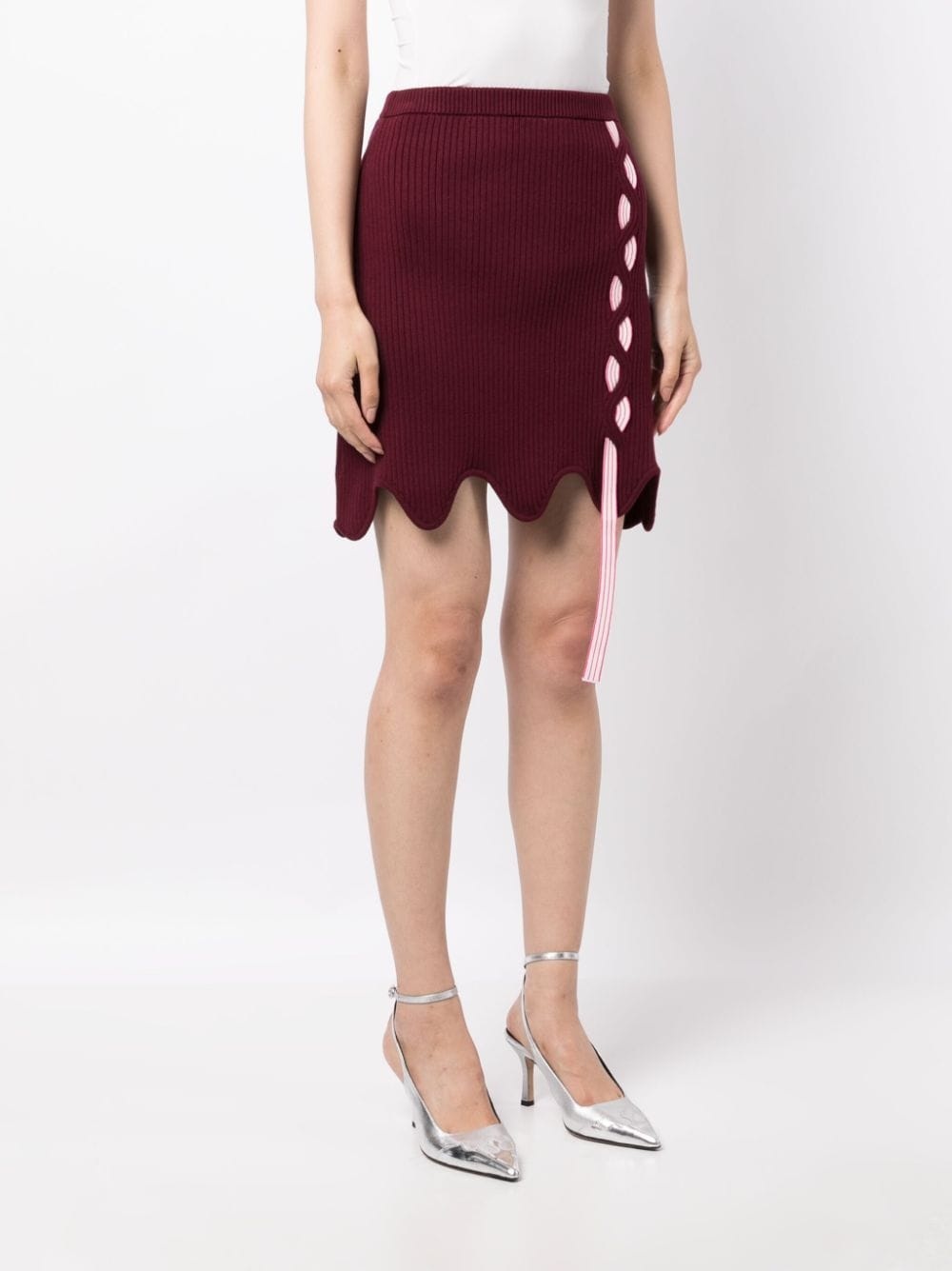 Sofia layered ribbed-knit miniskirt - 3