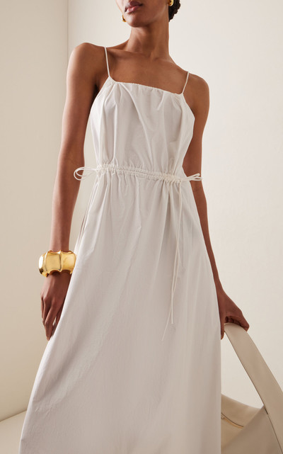 ST. AGNI Drawstring-Detailed Cotton Maxi Dress white outlook