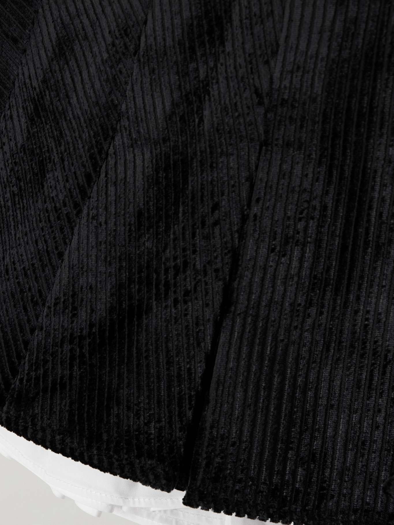 Layered pleated cotton poplin-trimmed corduroy mini skirt - 4