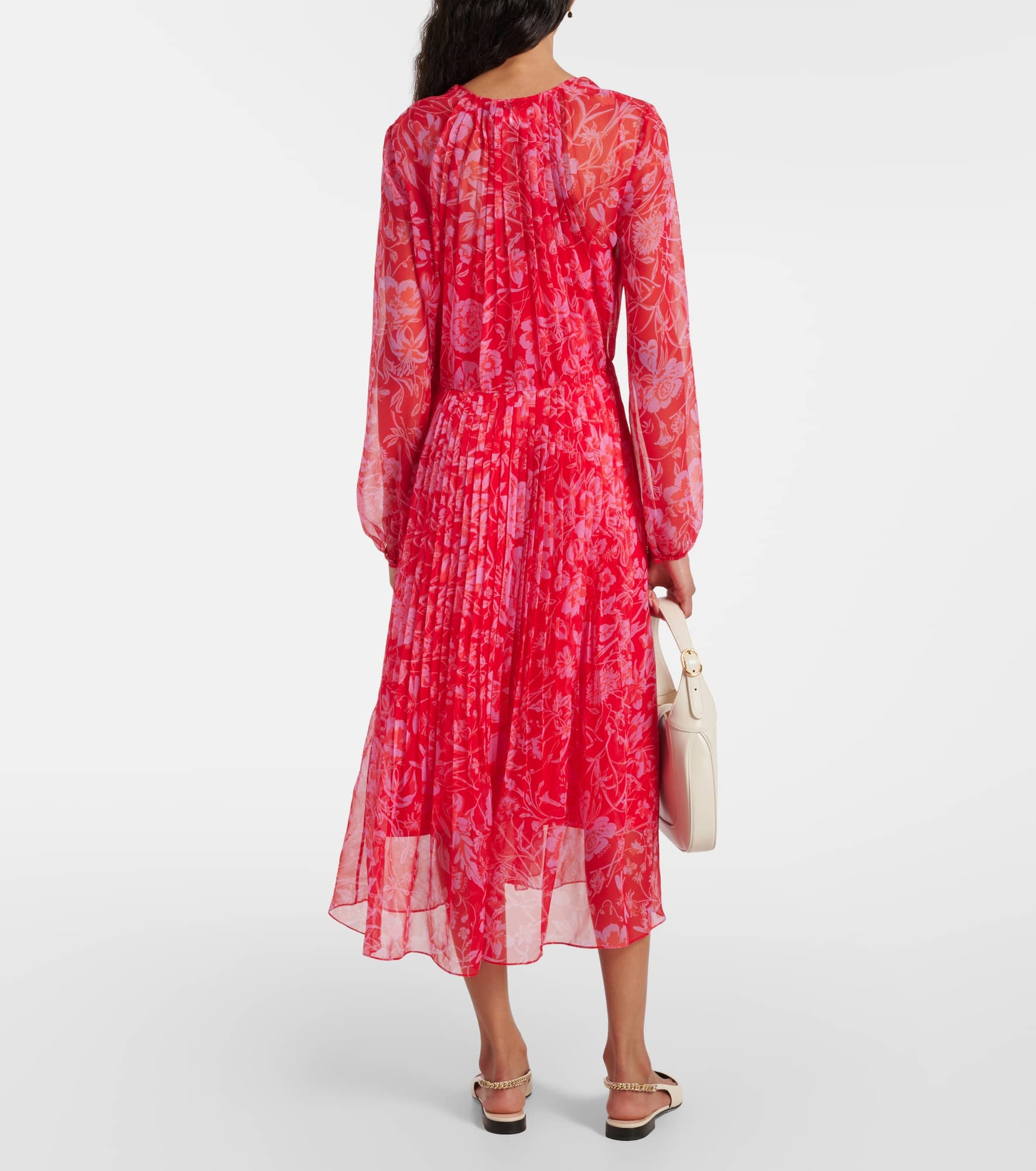 Floral silk midi dress - 3