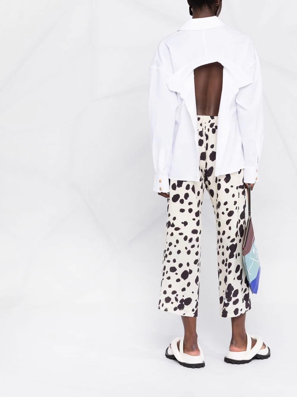 cow-print cropped trousers - 6