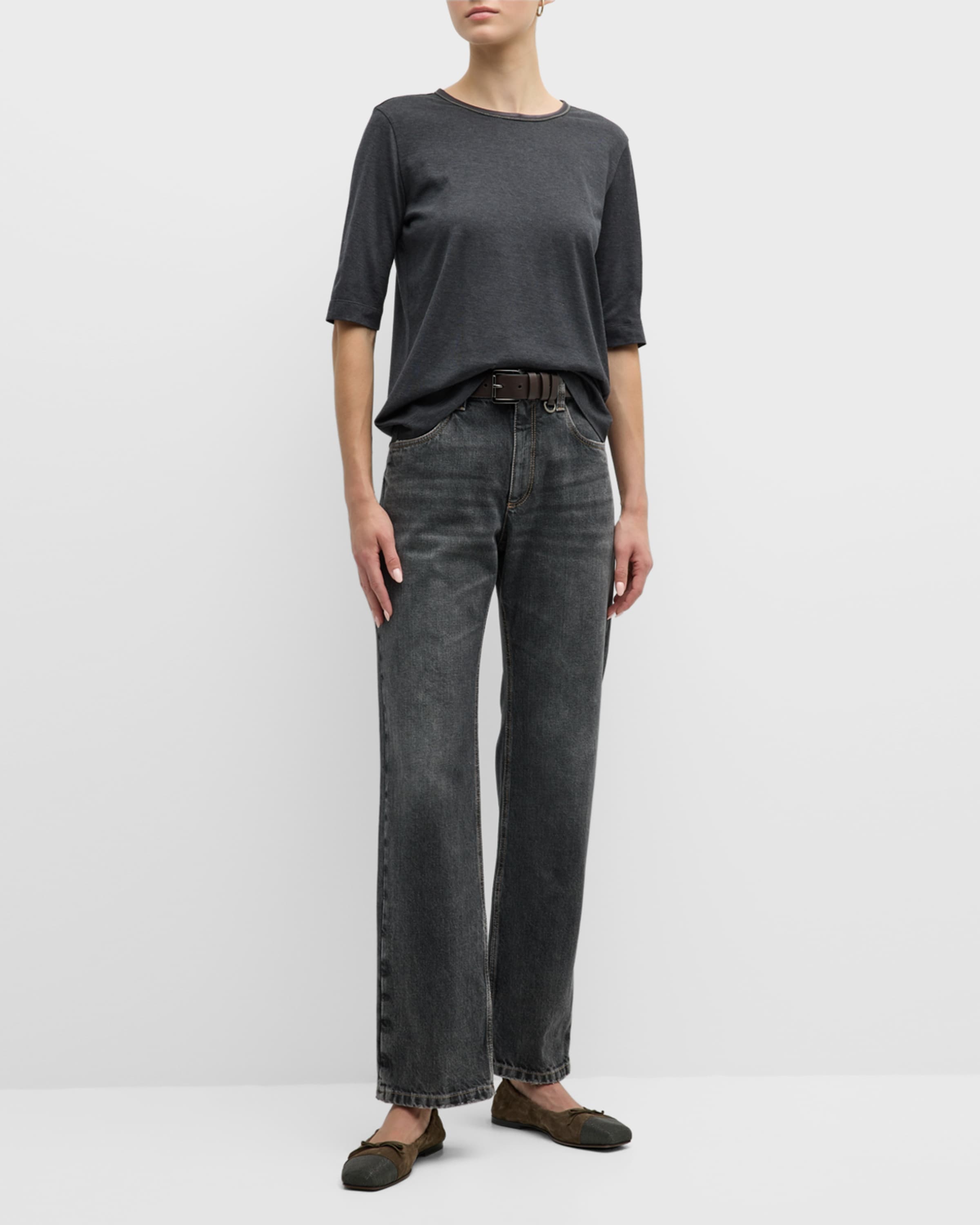 Brunello Cucinelli Authentic denim loose trousers with shiny