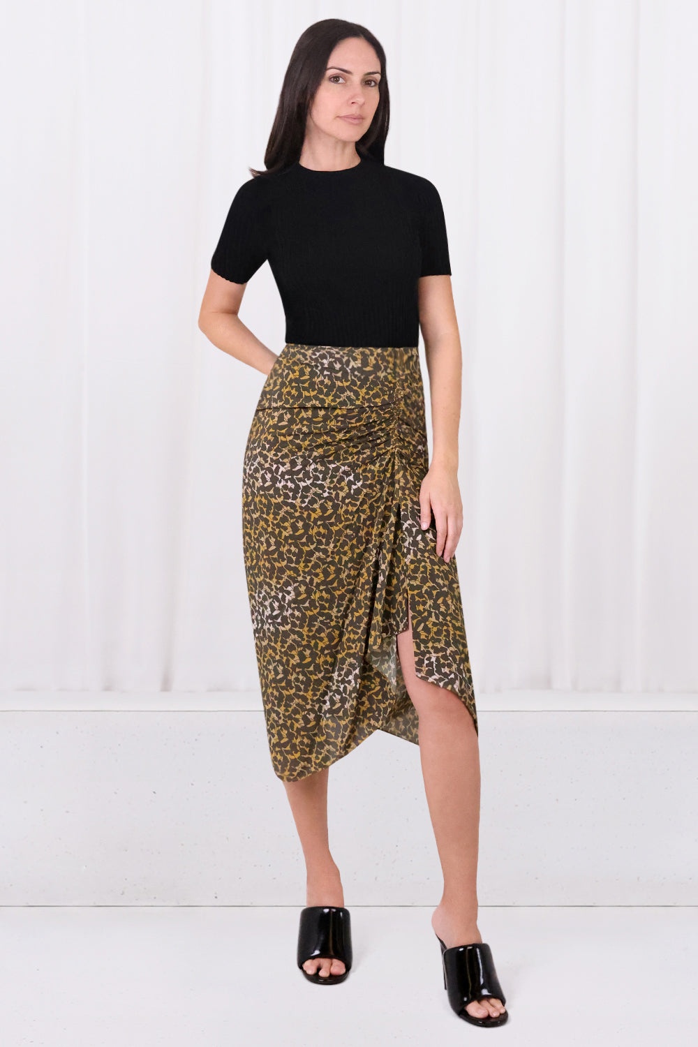 ETOILE AZARIA DRAPED LONG SKIRT | BRONZE - 2