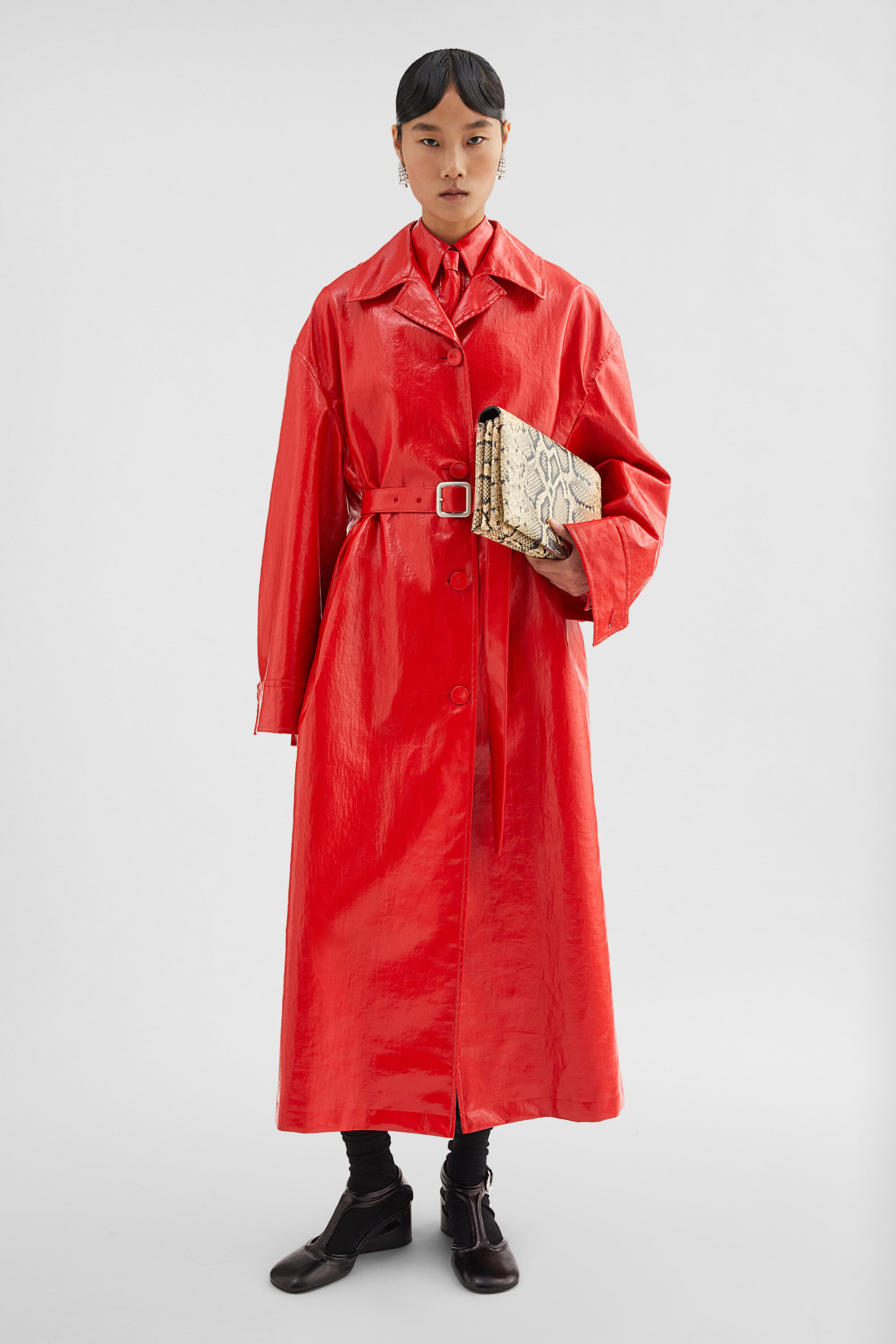 Patent Linen Belted Trench Coat - 6