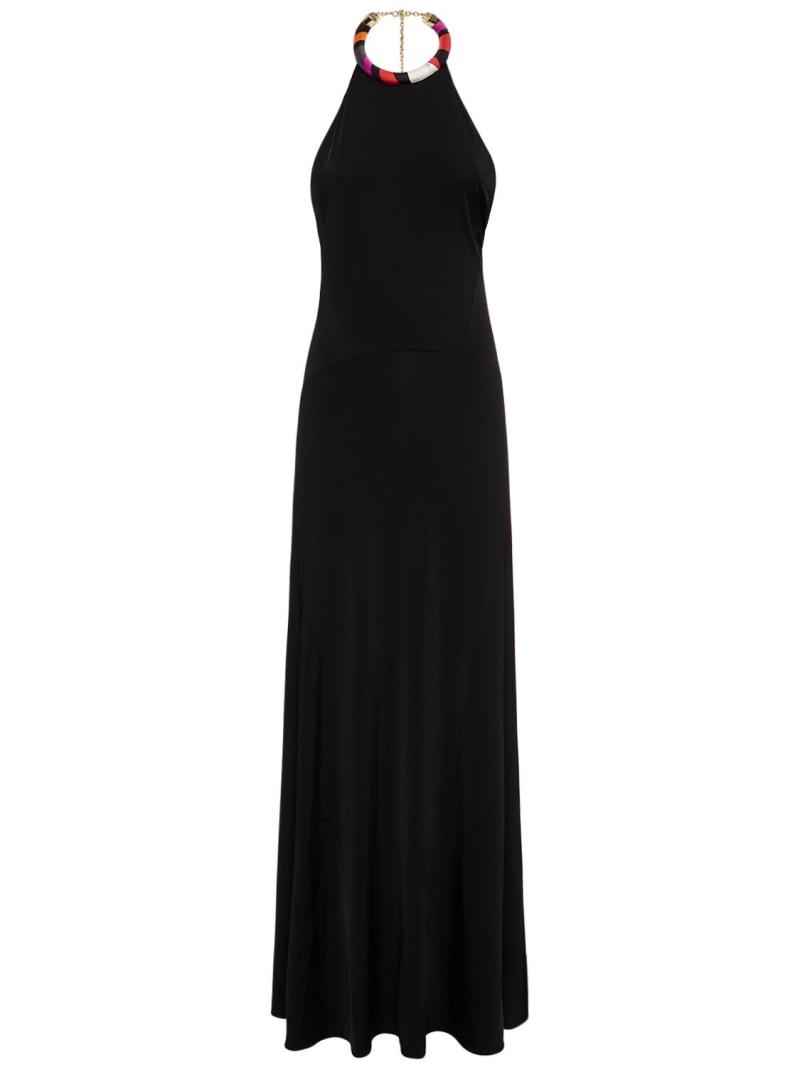 Long jersey halter long dress - 1