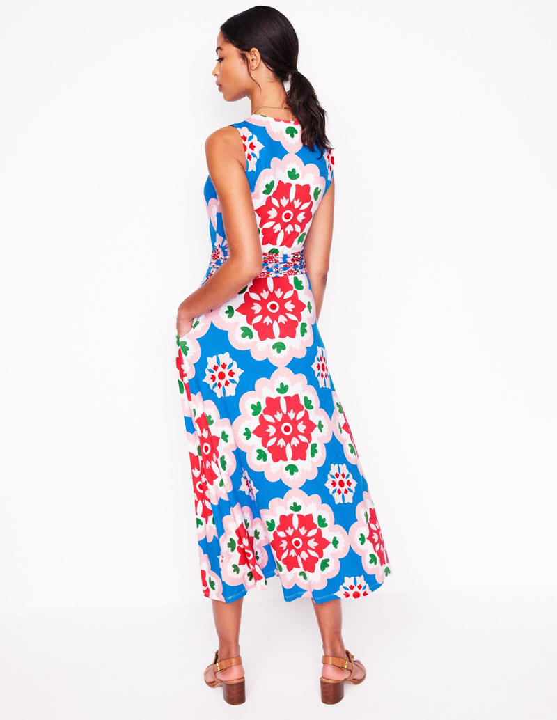 Grown On Tie Trapeze Dress-Cerulean Blue, Bloom Geo 5