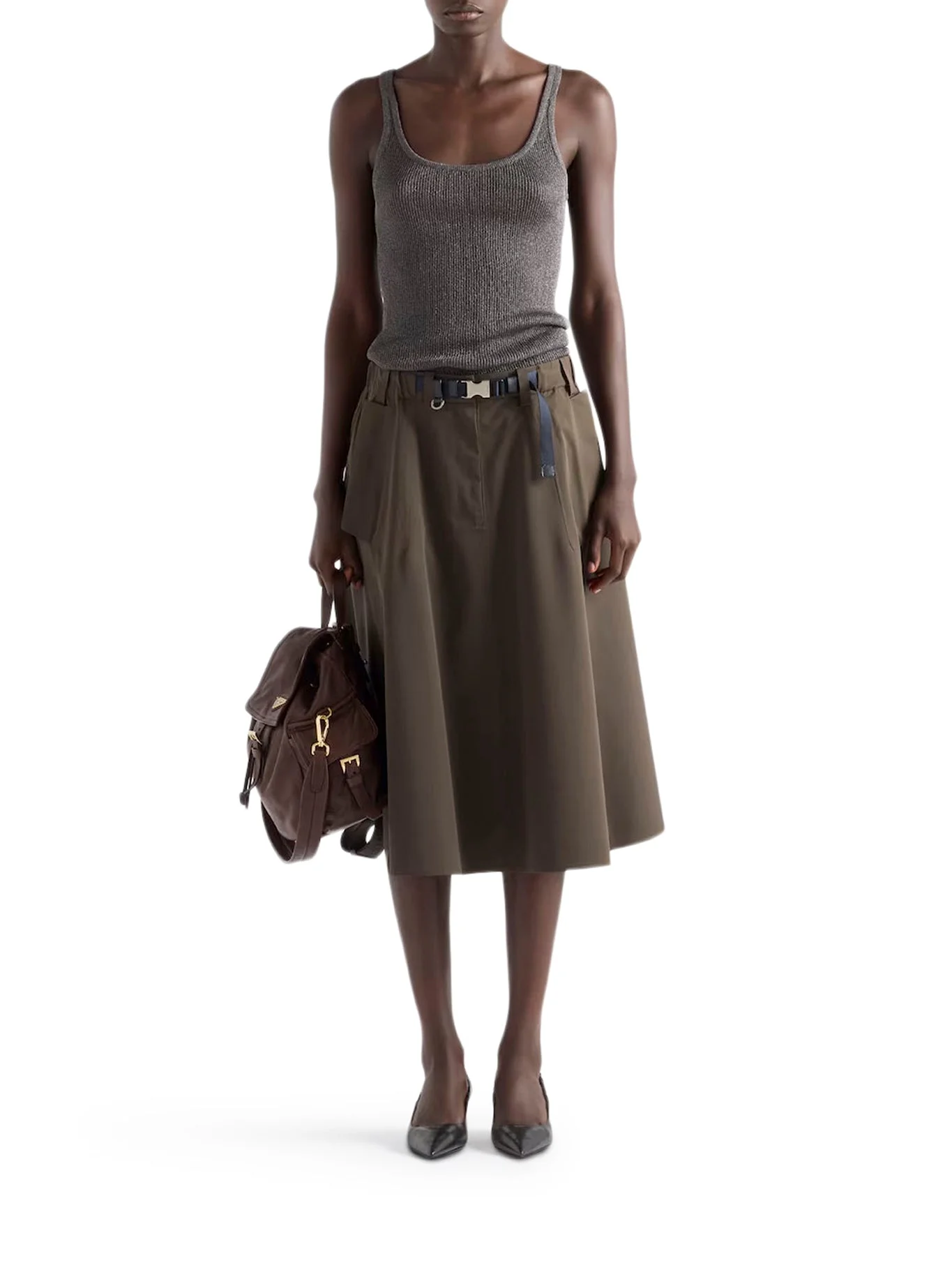 WIDE SKIRT IN TECHNICAL CANVAS - 1