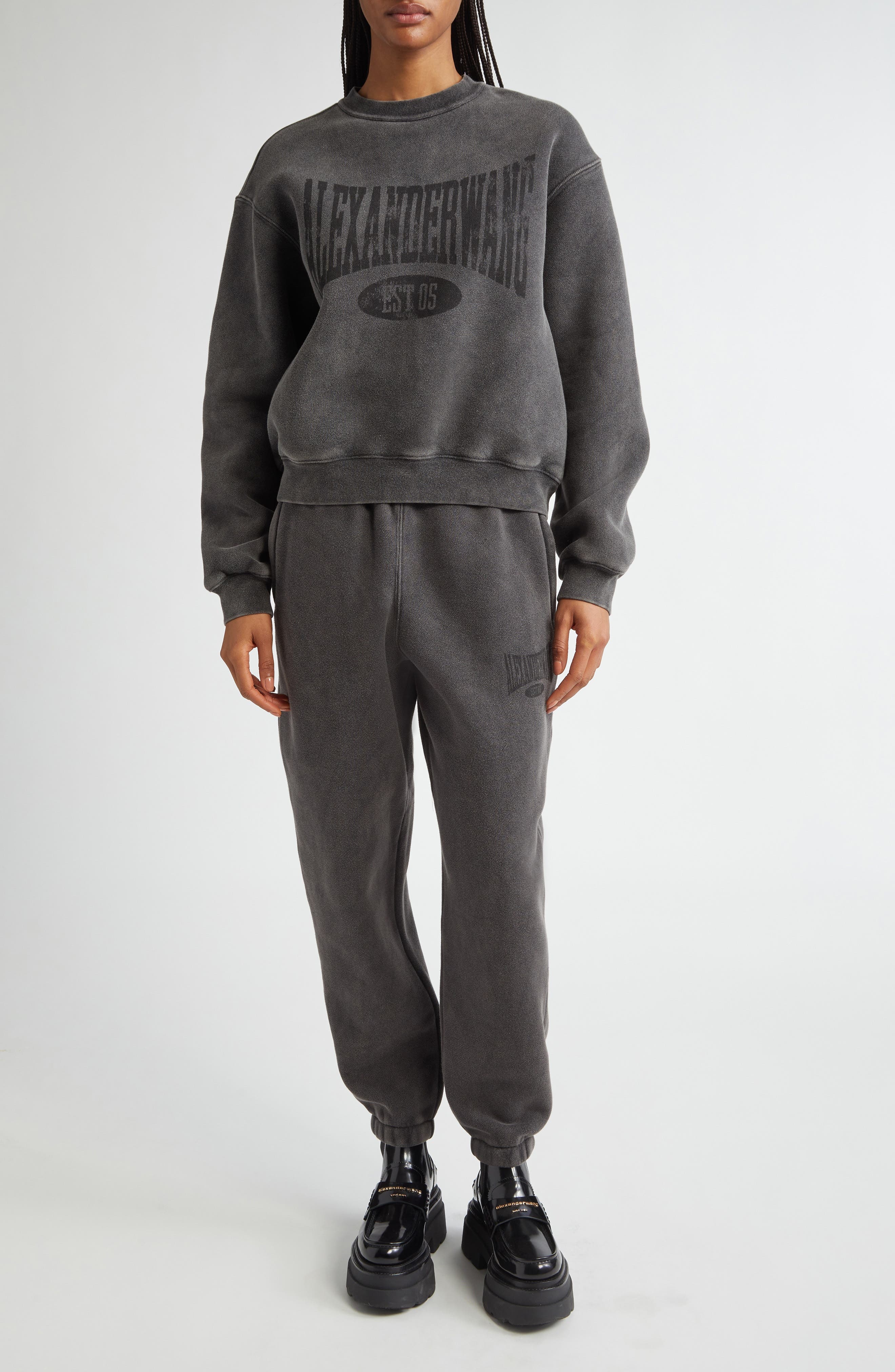 Alexander Wang Logo Graphic Crewneck Sweatshirt in Faded Black at Nordstrom - 2