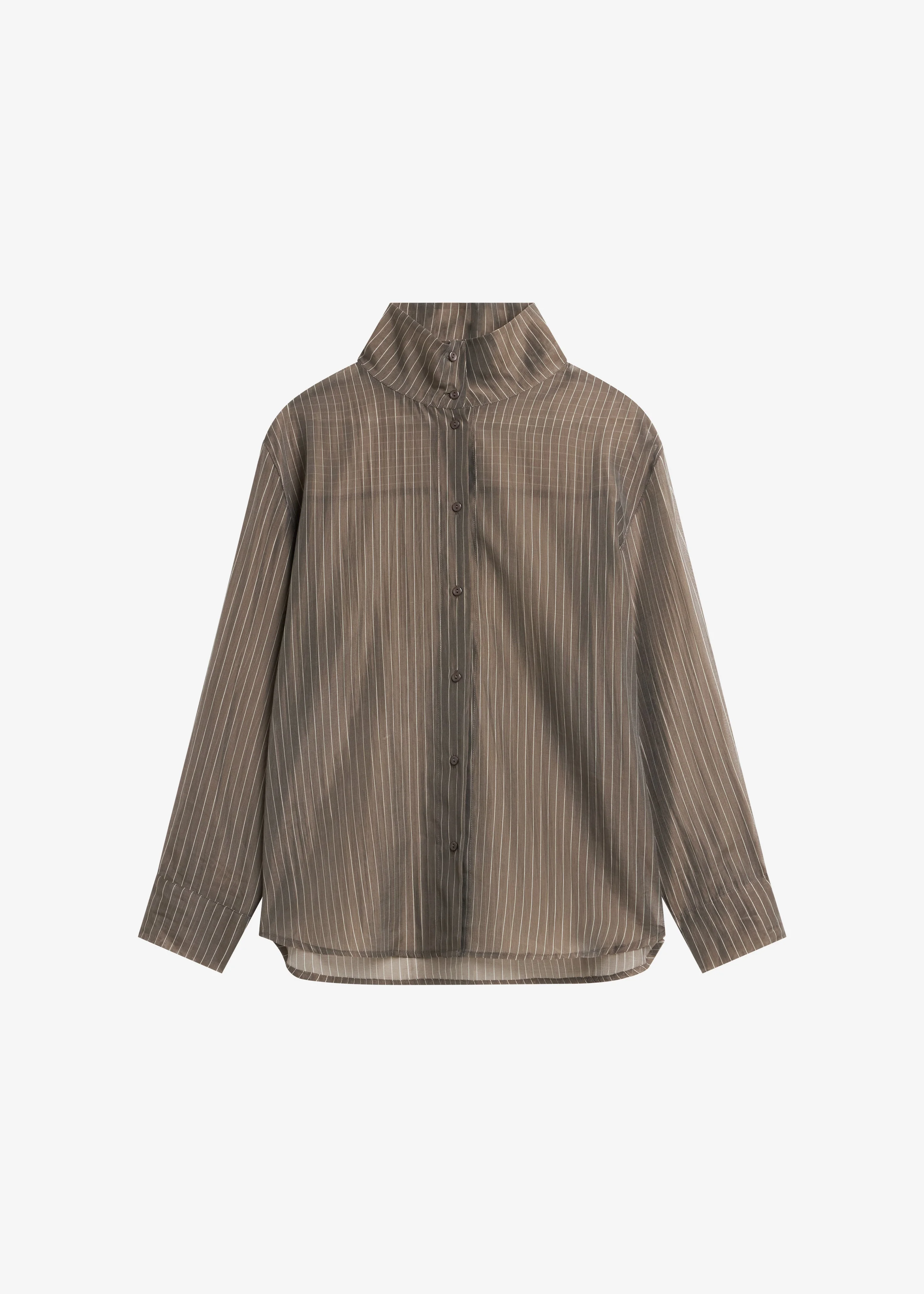 Avila Sheer Fluid Shirt - Brown/White Stripe - 1
