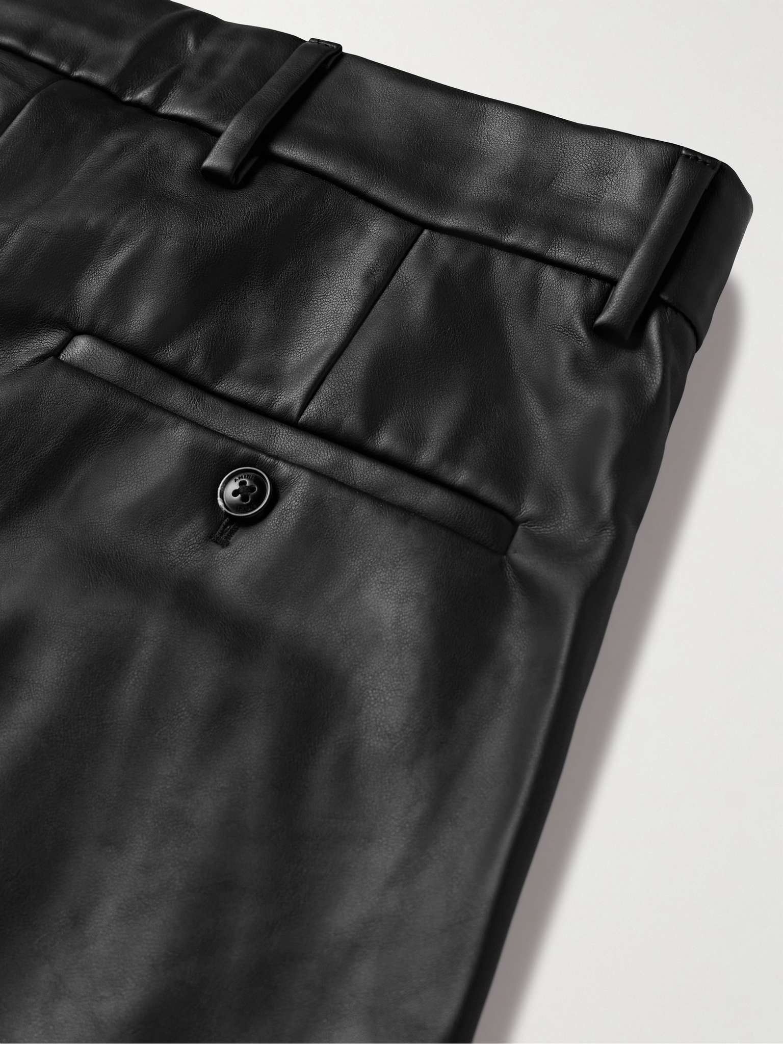 Straight-Leg Pleated Faux Leather Trousers - 5