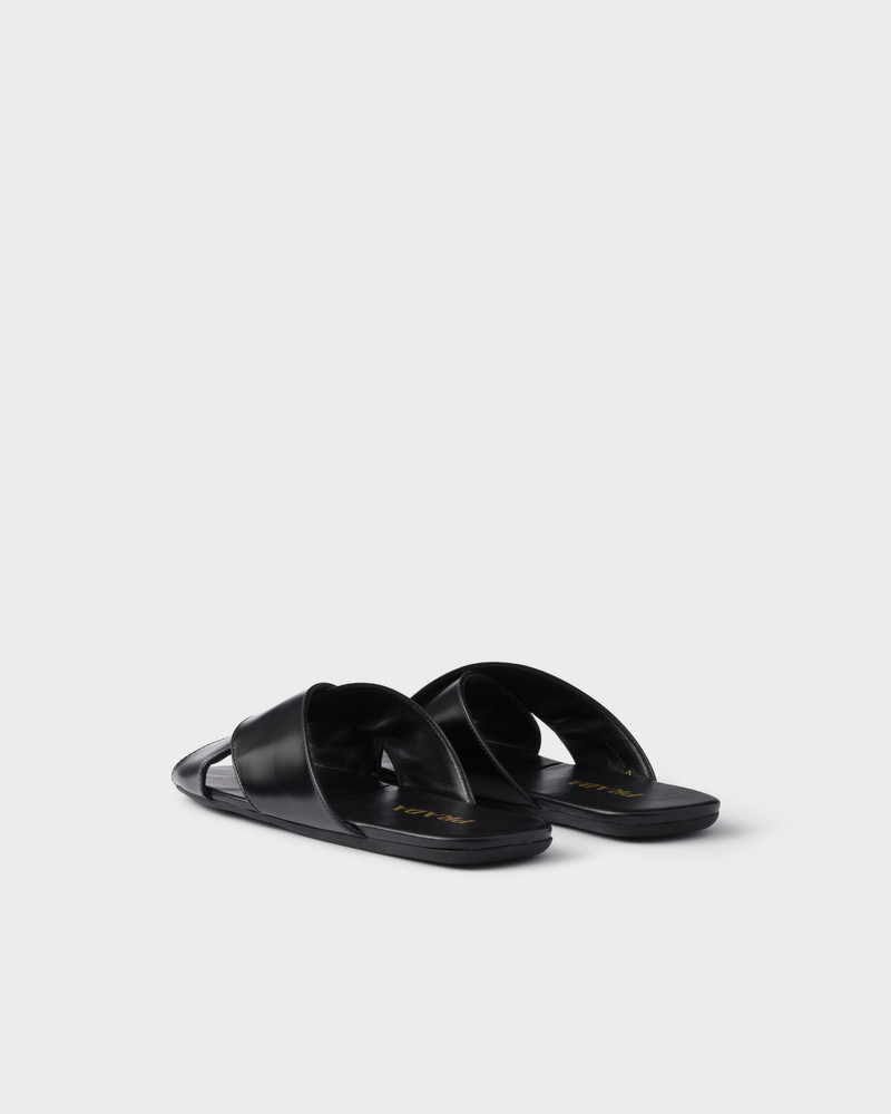Brushed leather slides 4
