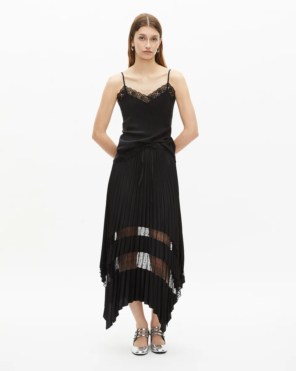 BLACK SILK AND LACE CAMISOLE - 1