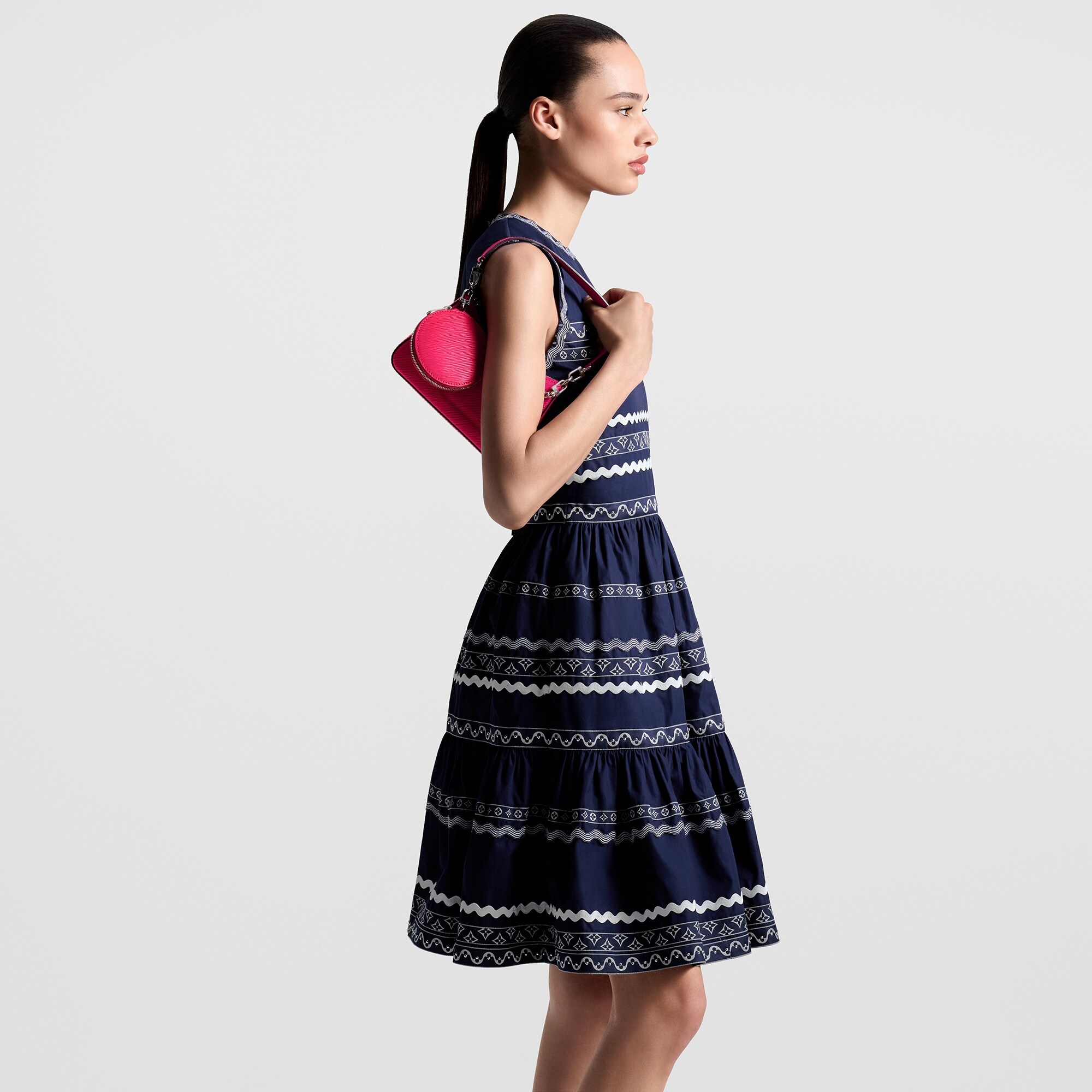 Graphic Trim Tiered Dress - 5