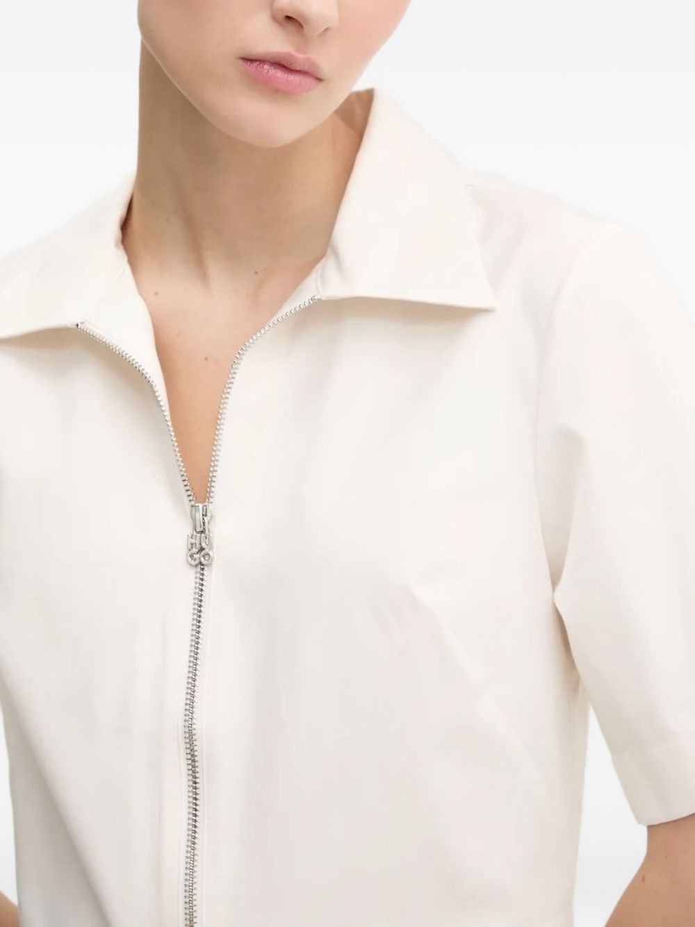 zip-front cropped shirt - 3