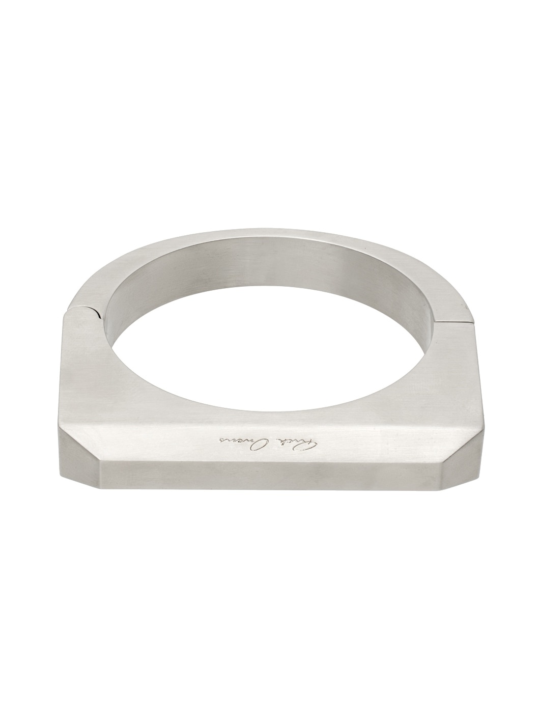 Silver Beveled Bangle Bracelet - 1
