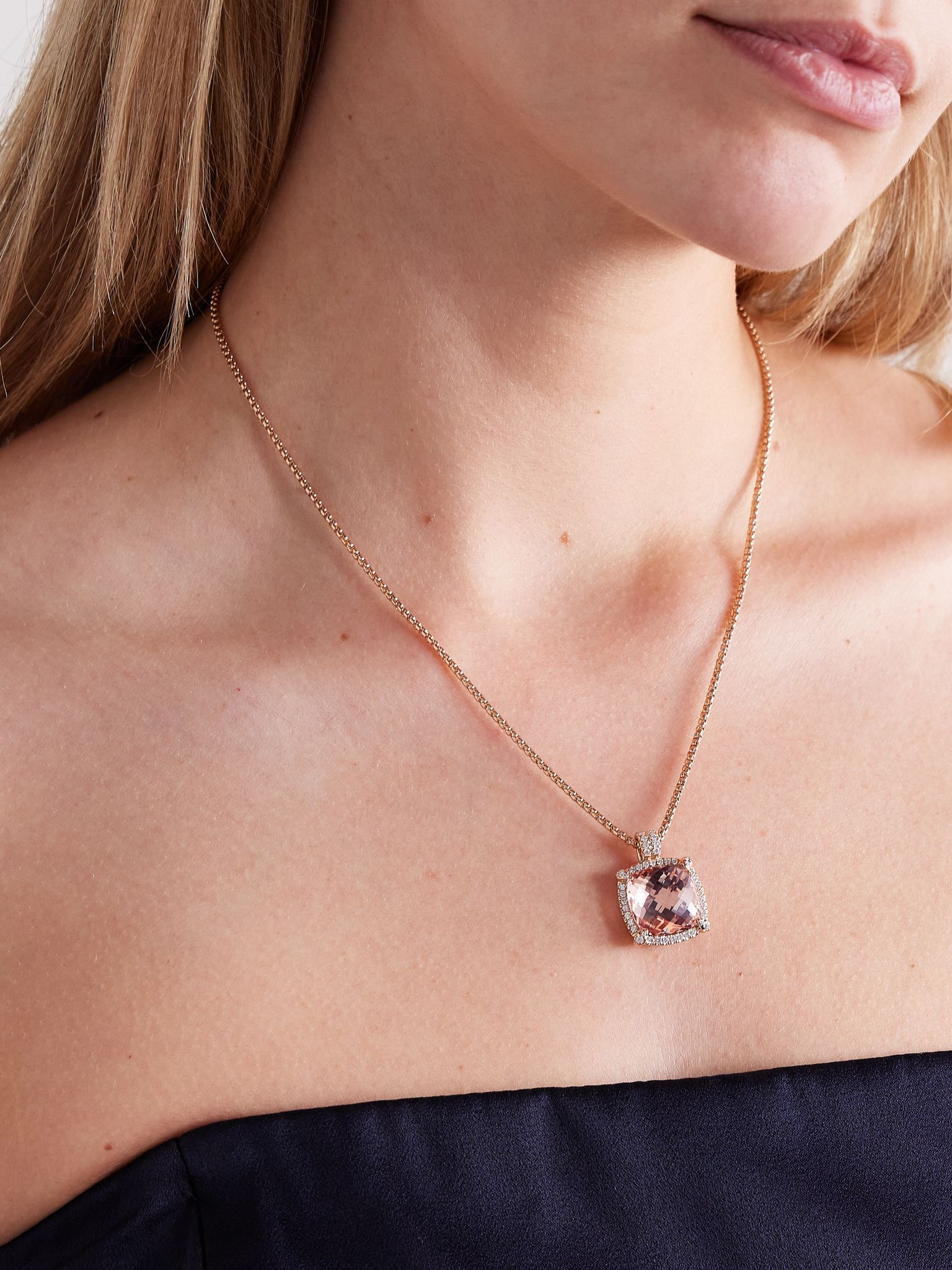 Châtelaine® 18-karat rose gold, morganite and diamond necklace Gold - 2