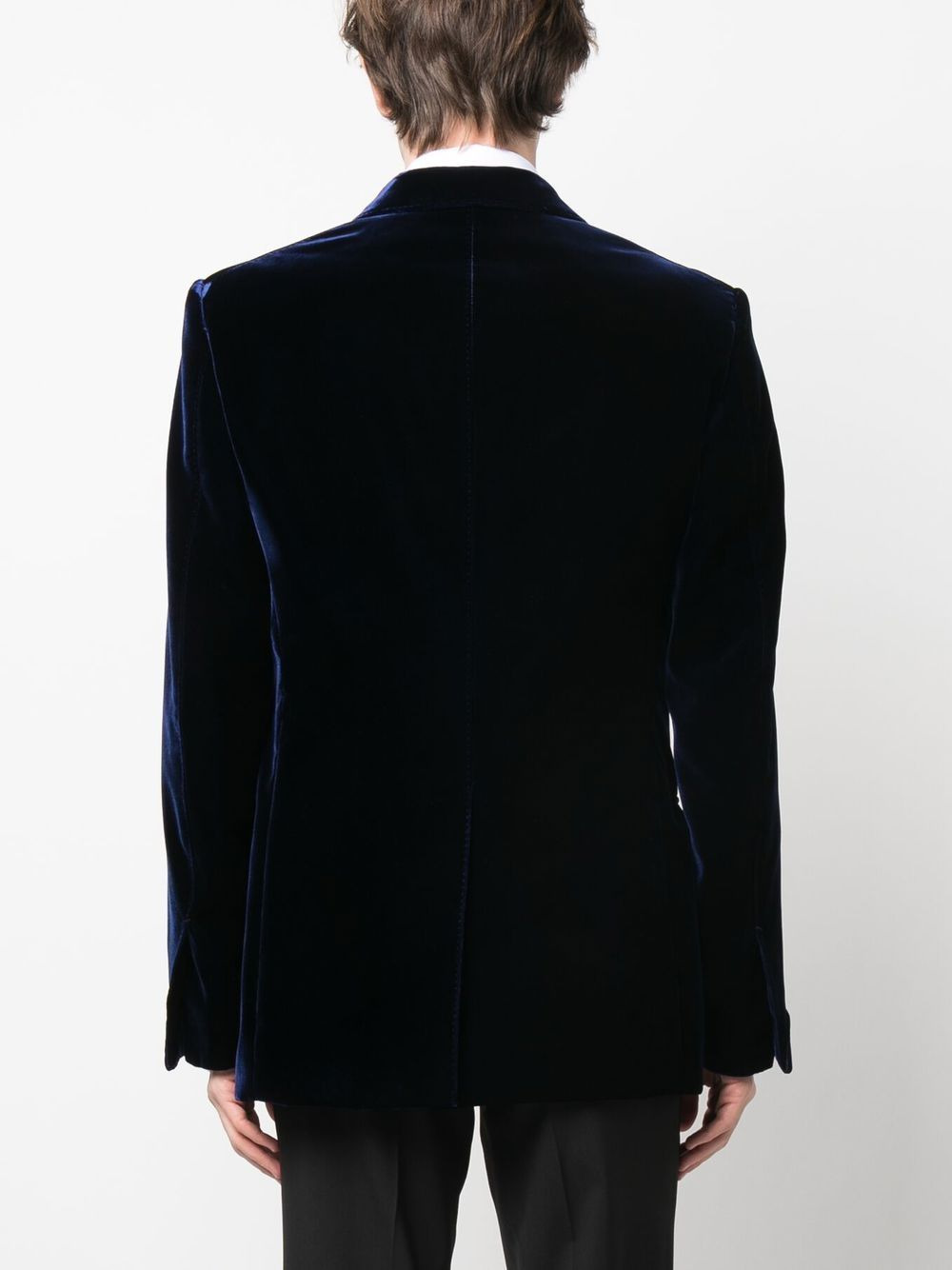single-breasted velvet blazer - 4