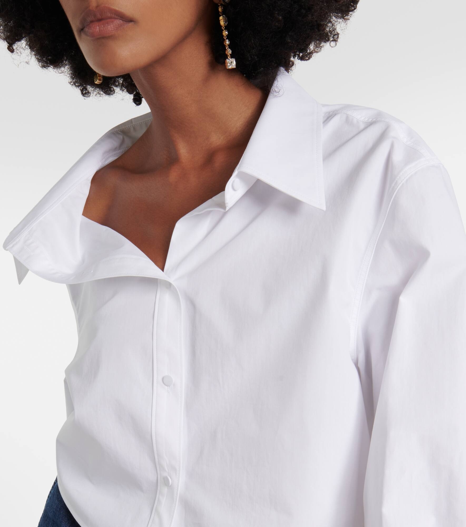 Asymmetric cropped cotton shirt - 5