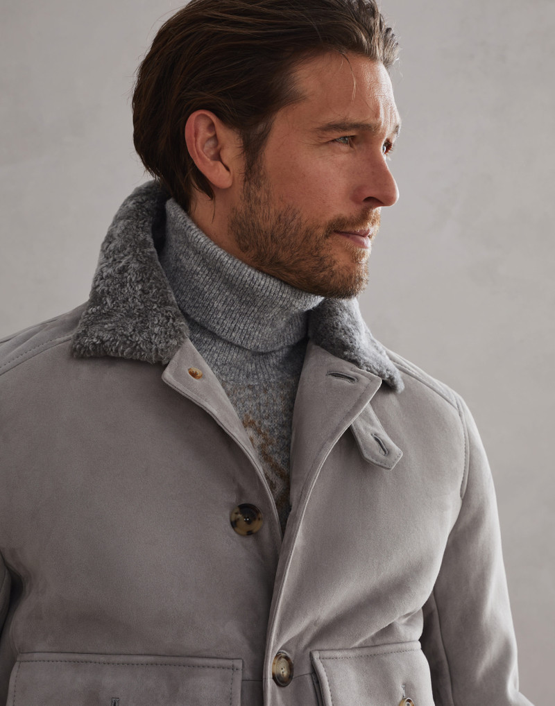 Suede shearling outerwear jacket 3