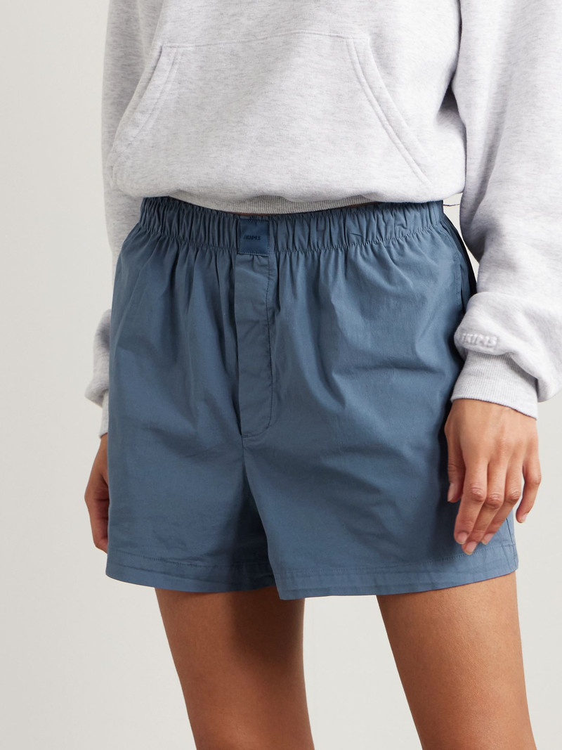 SKIMS Cotton-Blend Poplin Boxers - Harbor Blue outlook