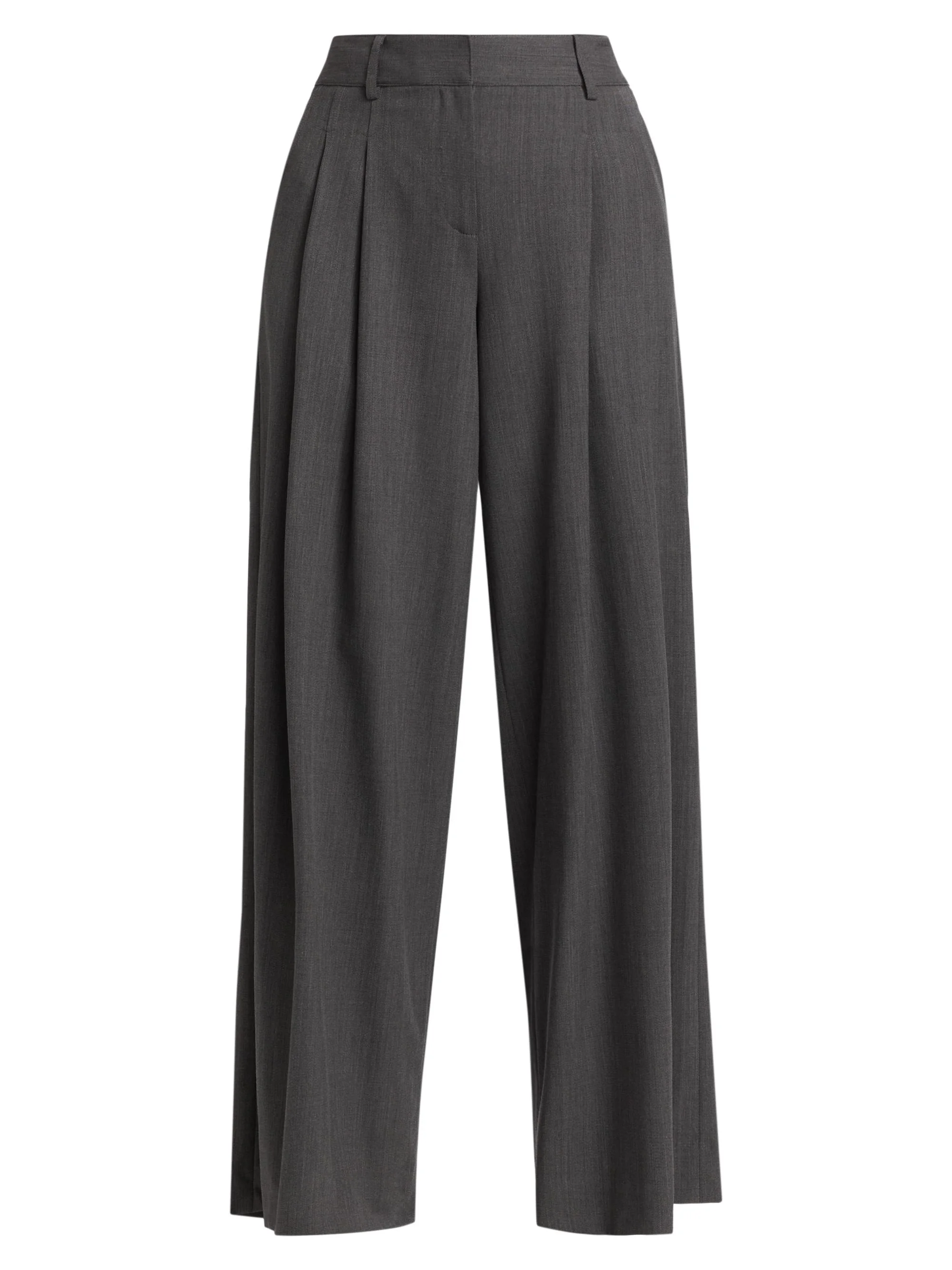 Women's New Didi Wide-Leg Wool Trousers - Medium Heather Grey - 1