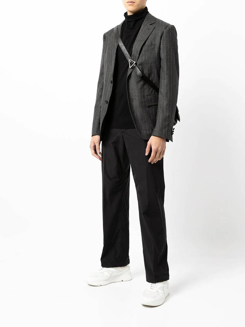 FERRAGAMO leather-trim suit jacket outlook
