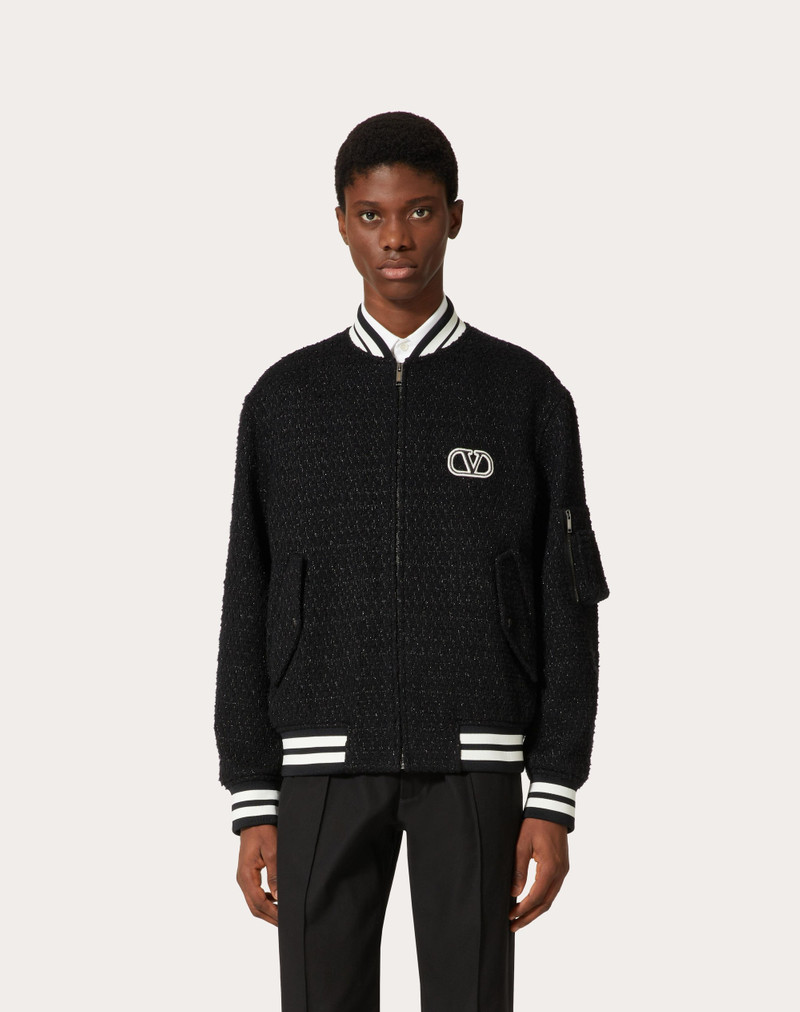 LUREX WOOL TWEED BOMBER JACKET WITH VLOGO SIGNATURE PATCH 3