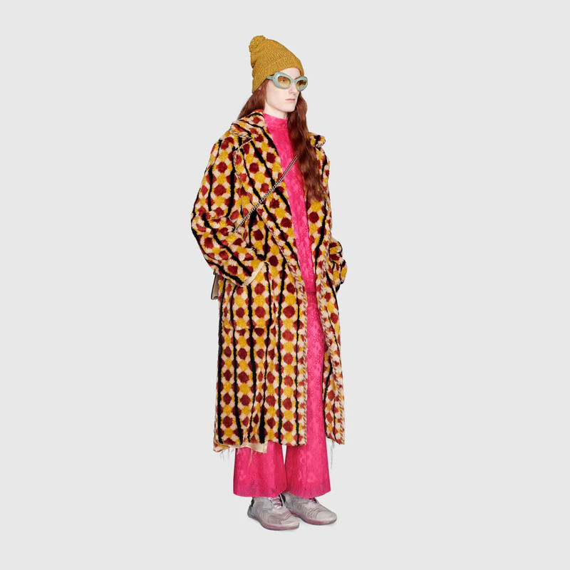 GUCCI Geometric faux fur coat outlook