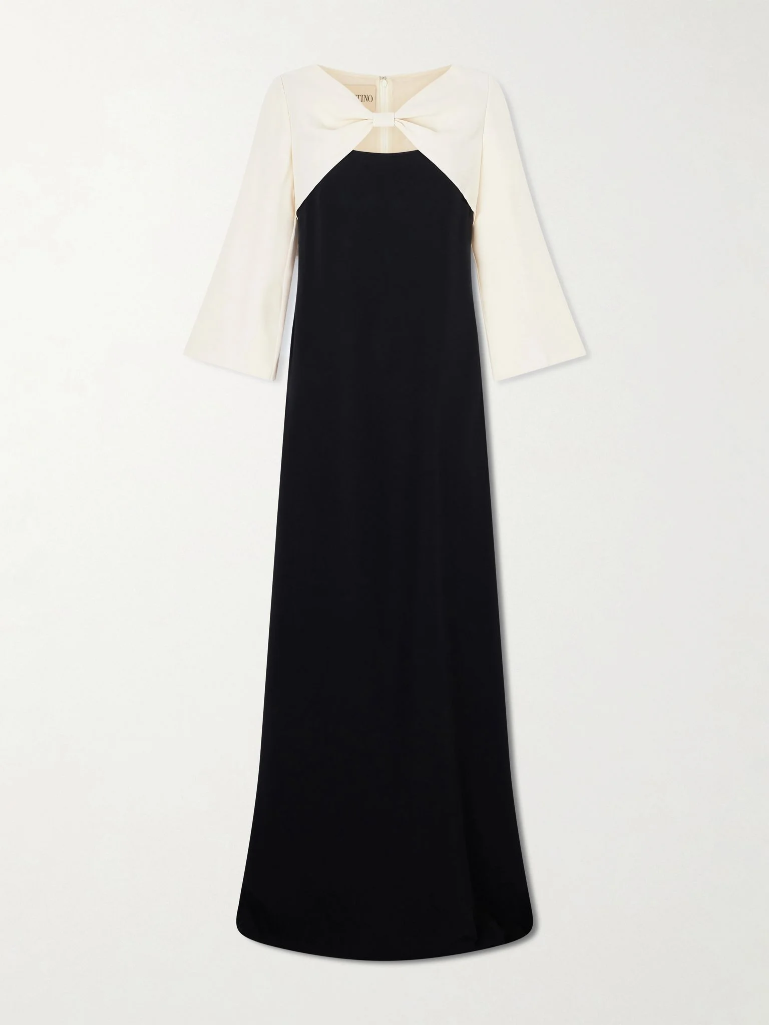 Bow-detailed cutout silk-cady gown Black - 1