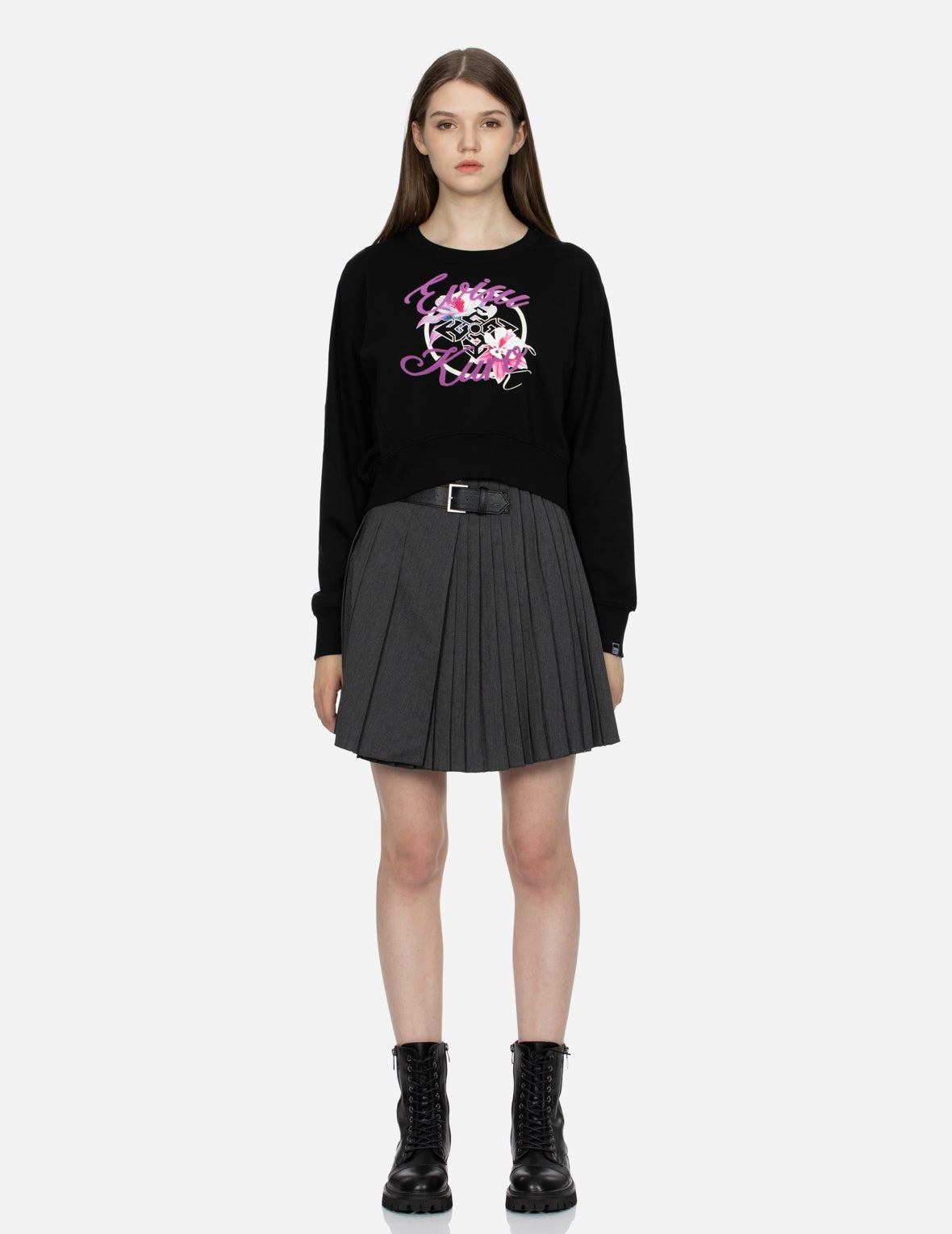 Floral Kamon Print and Logo Jacquard Loose Fit Sweatshirt - 5