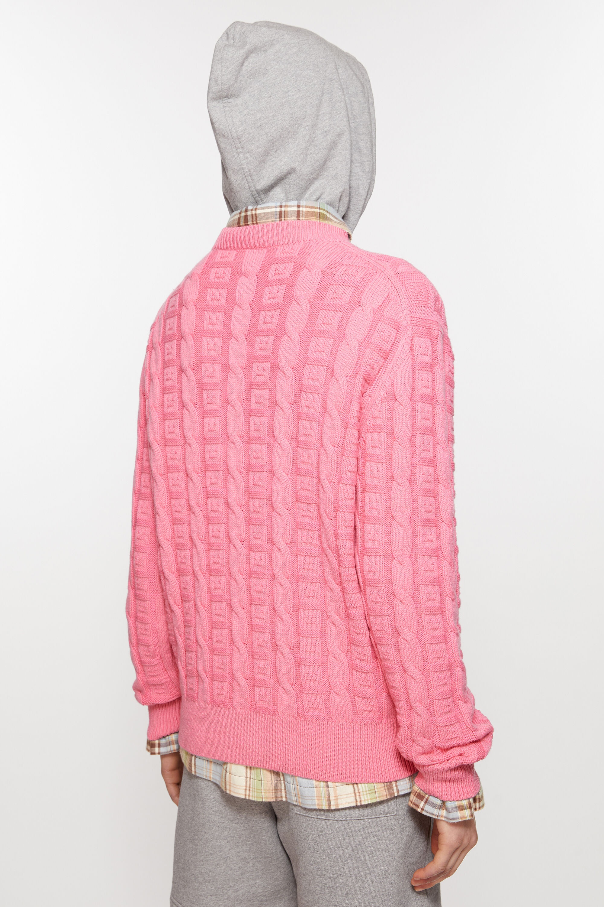 Cable wool jumper - Tango pink - 3