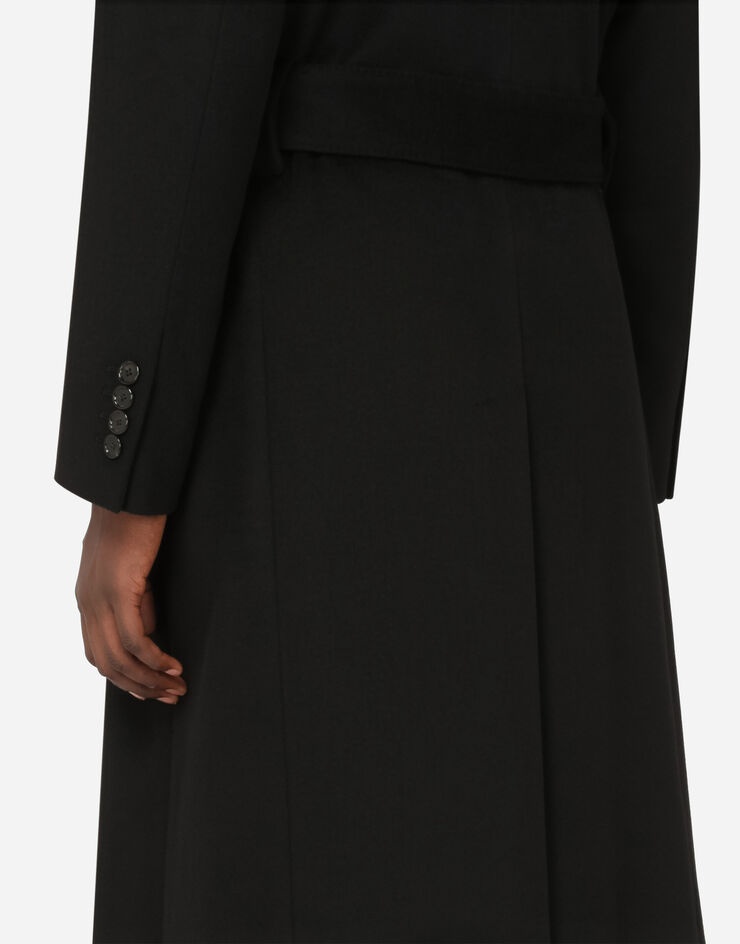 Belted double-breasted cashmere coat - 7