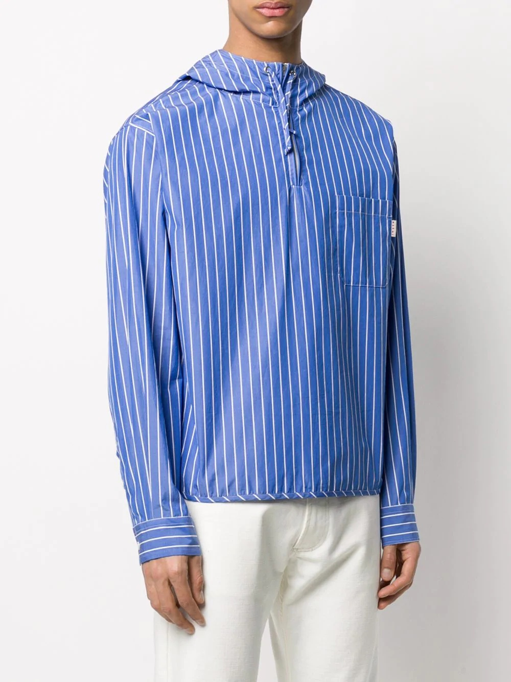 pinstriped hooded shirt - 3