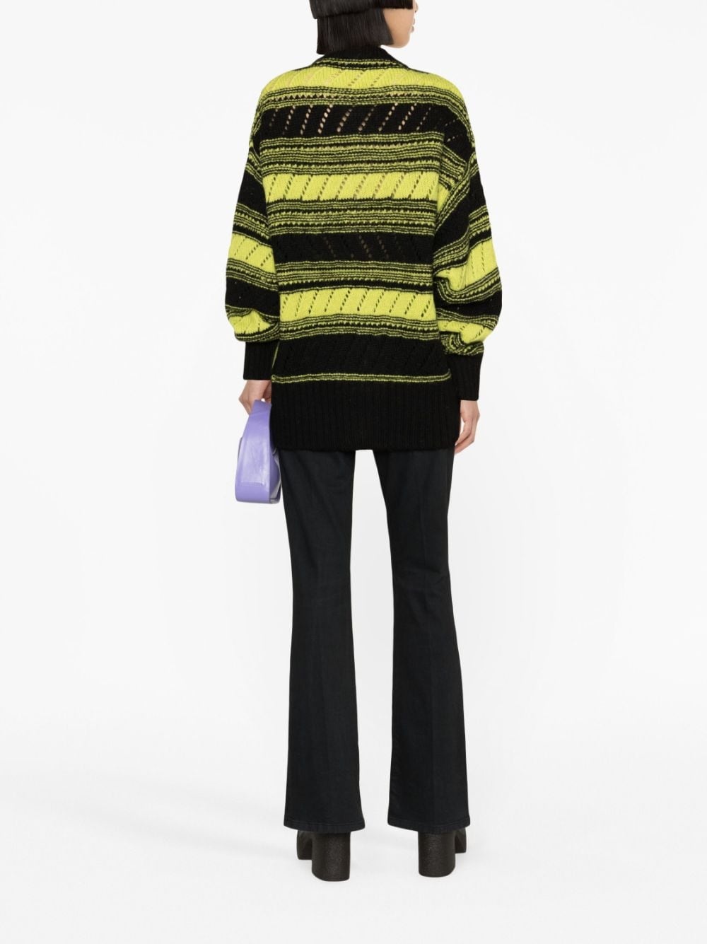 stripe-pattern knitted cardigan - 4