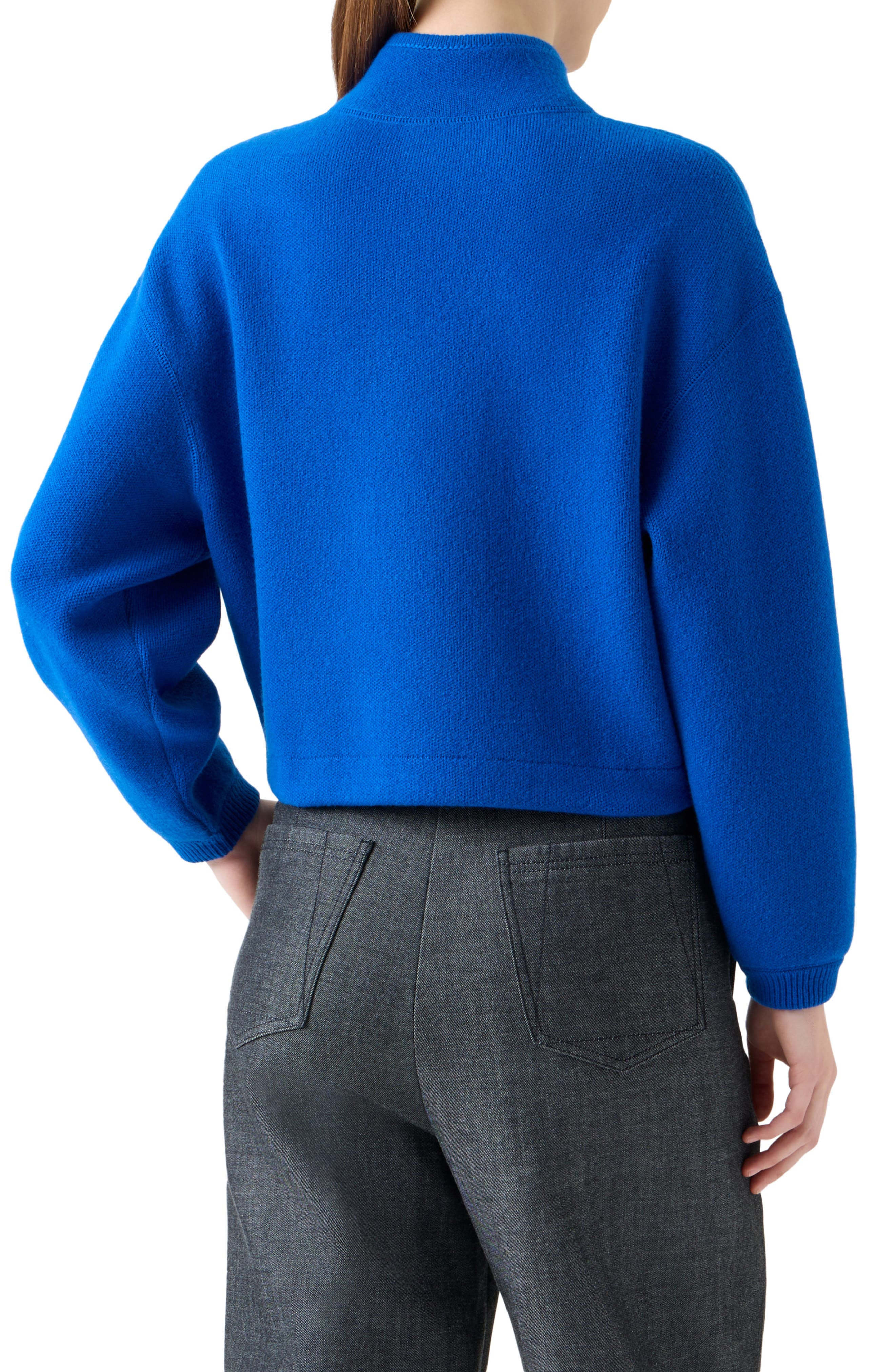 Akris Piqué Knit Cashmere Crop Zip-Up Cardigan in Royal Blue at Nordstrom - 2