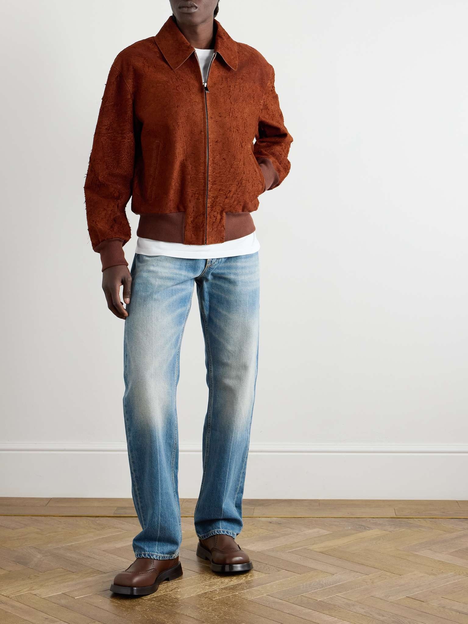 Textured-Suede Bomber Jacket - 2