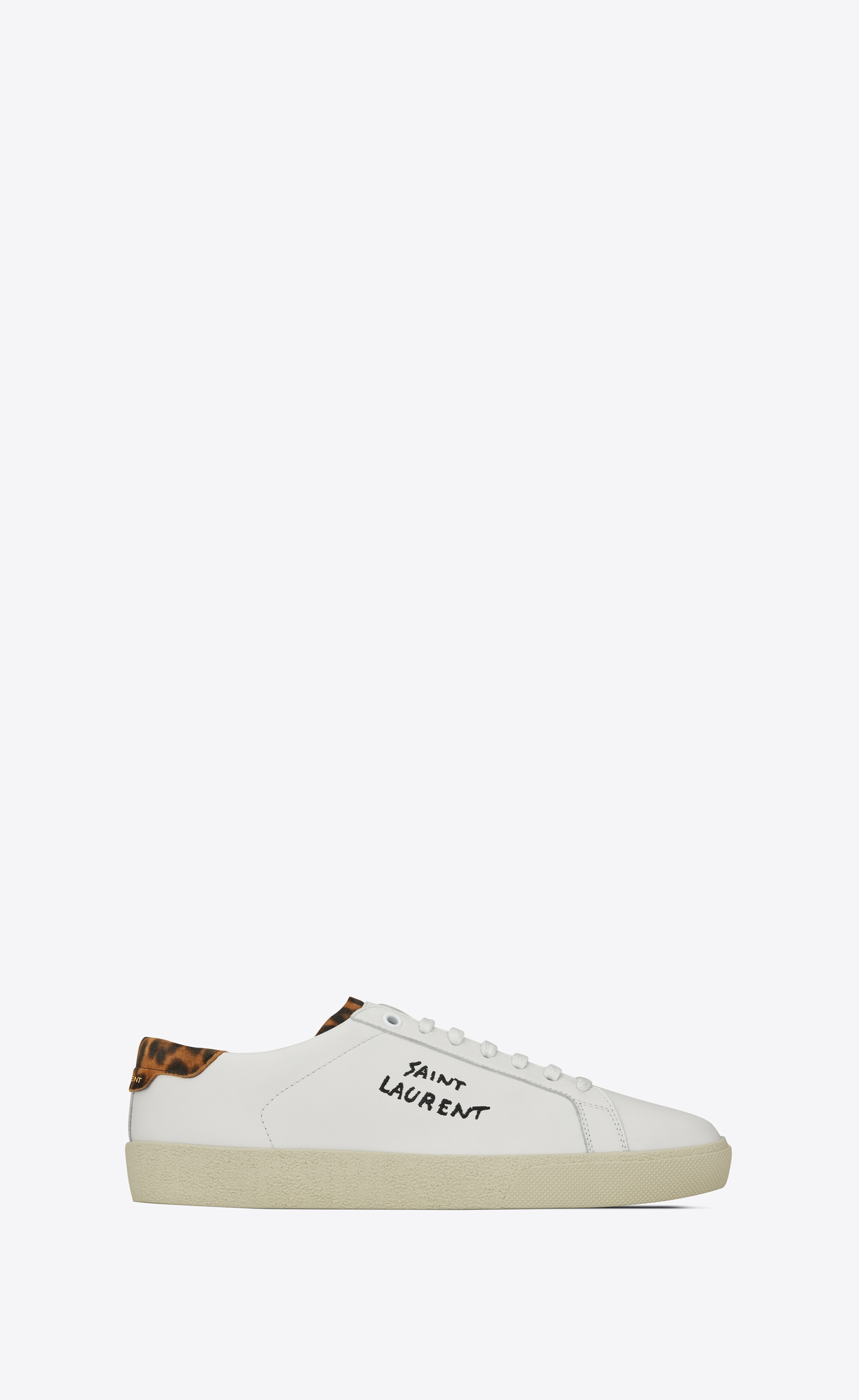 court classic sl/06 embroidered sneakers in smooth leather and leopard-print suede - 1